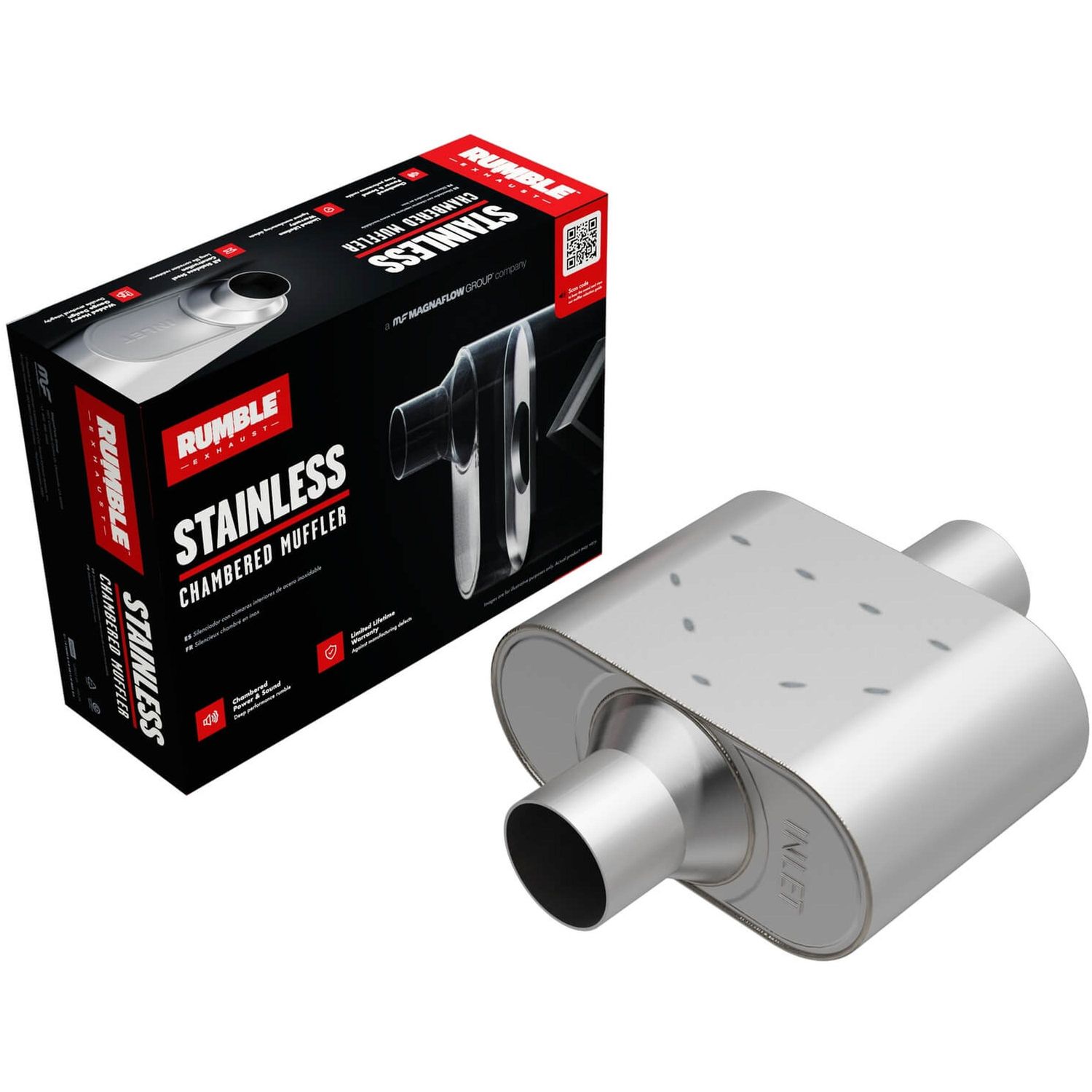 Muffler Dual In Dual Out Muffler Performance JEGS Chambered Deep-Tone ...