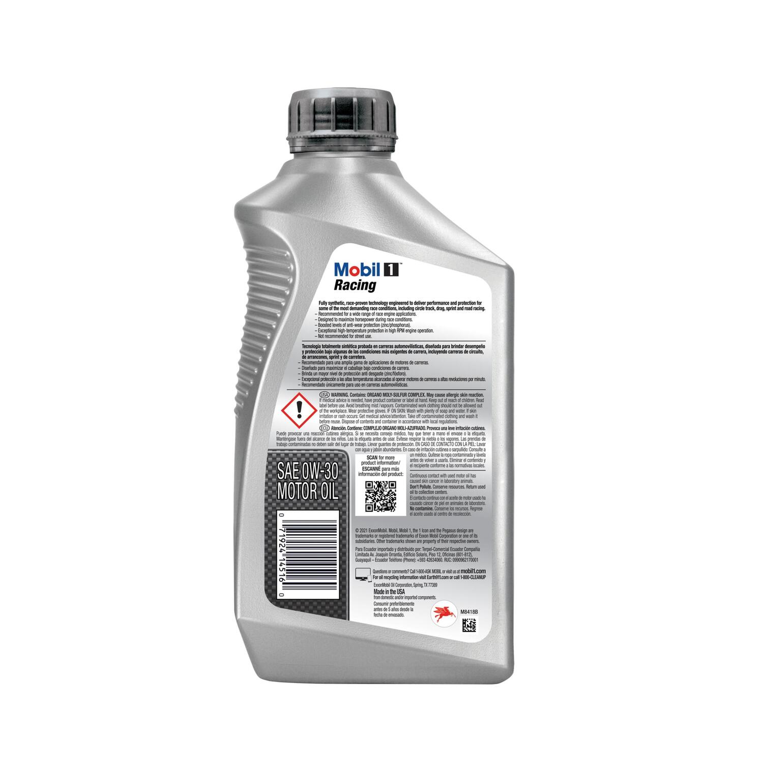 Mobil 1 Racing Full Synthetic 0W-50 Motor Oil 1 Quart