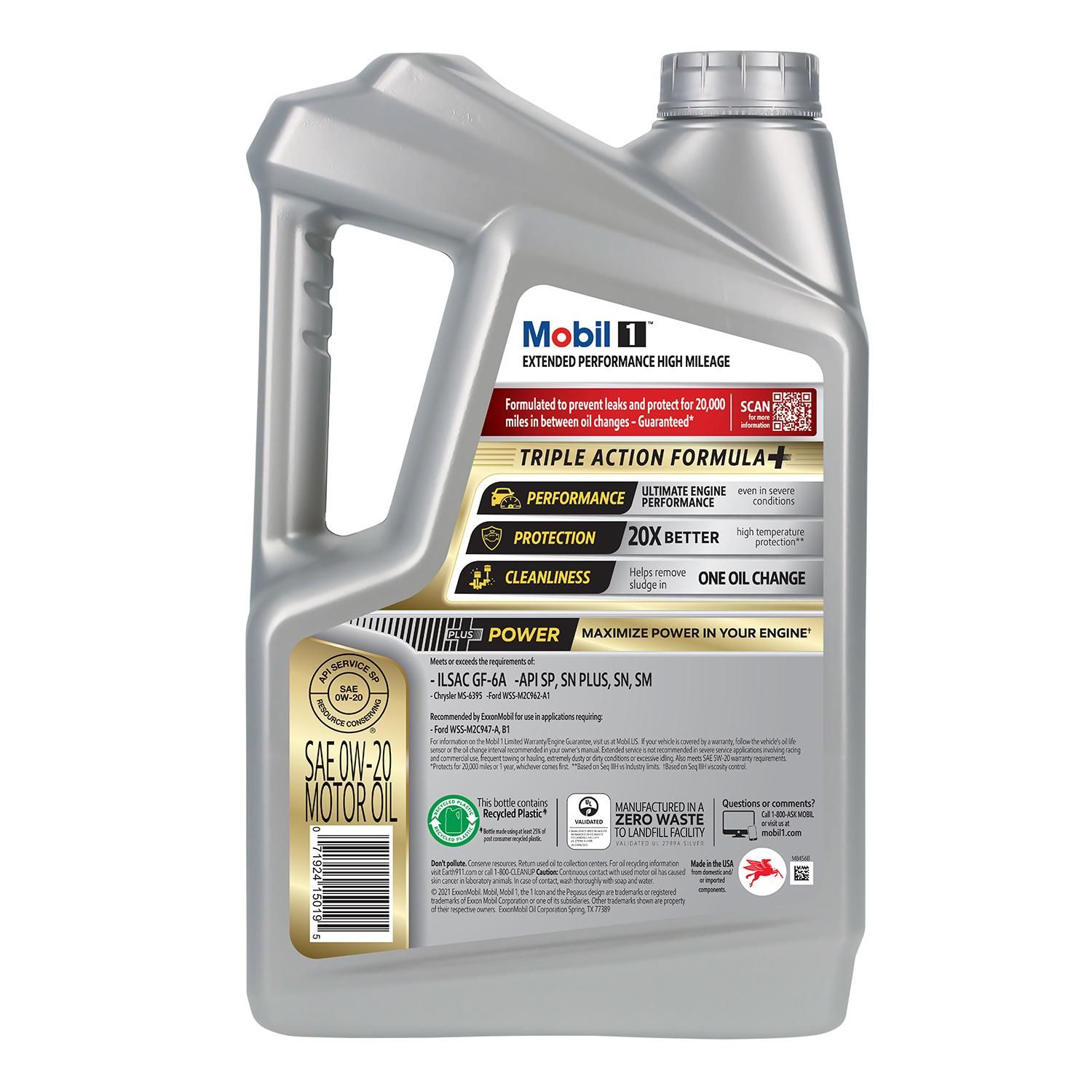 Mobil 1 Advanced Fuel Economy Full Synthetic Motor Oil 0W-20, 5 Quart 