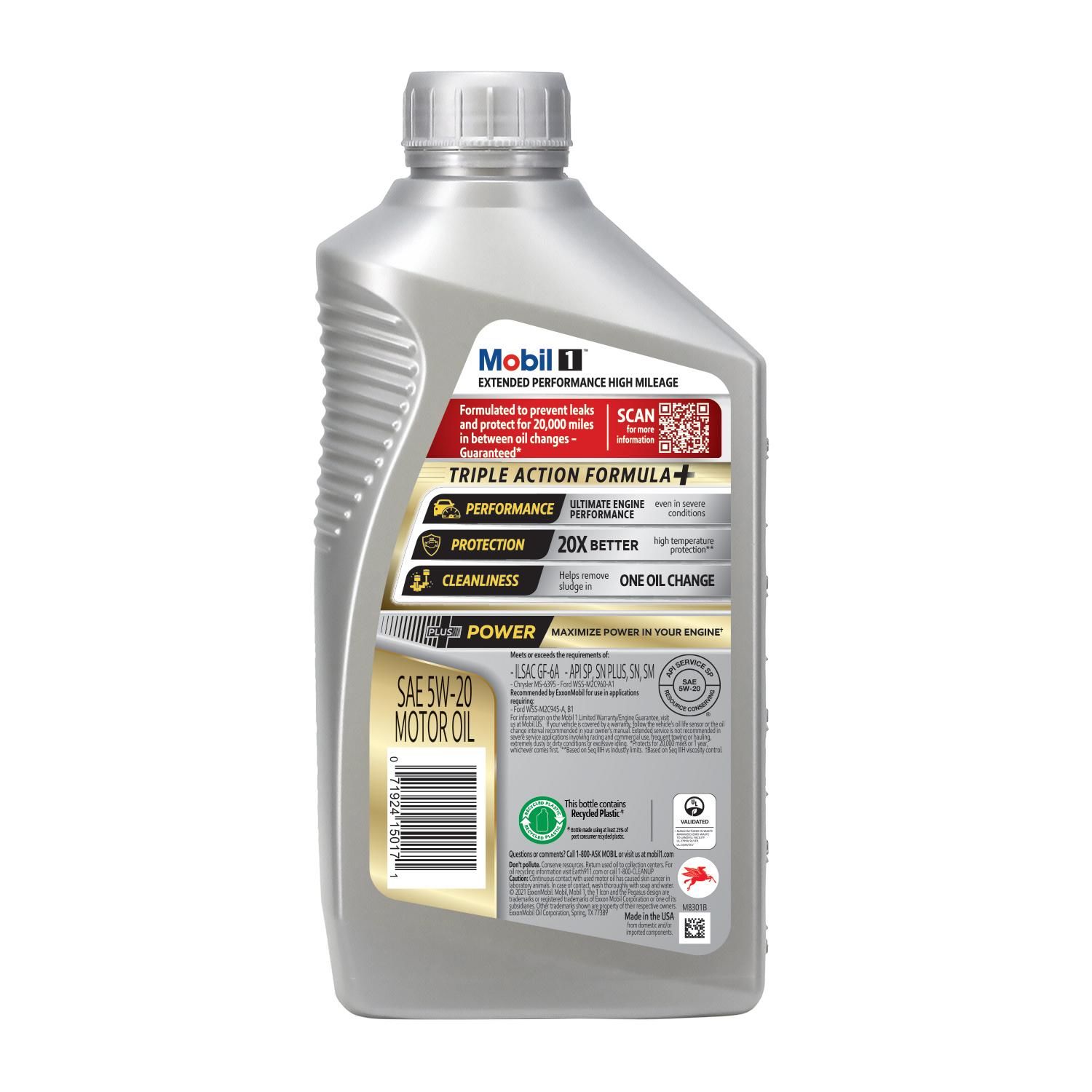 Mobil 1 Extended Performance High Mileage Full Synthetic Engine Oil 5W