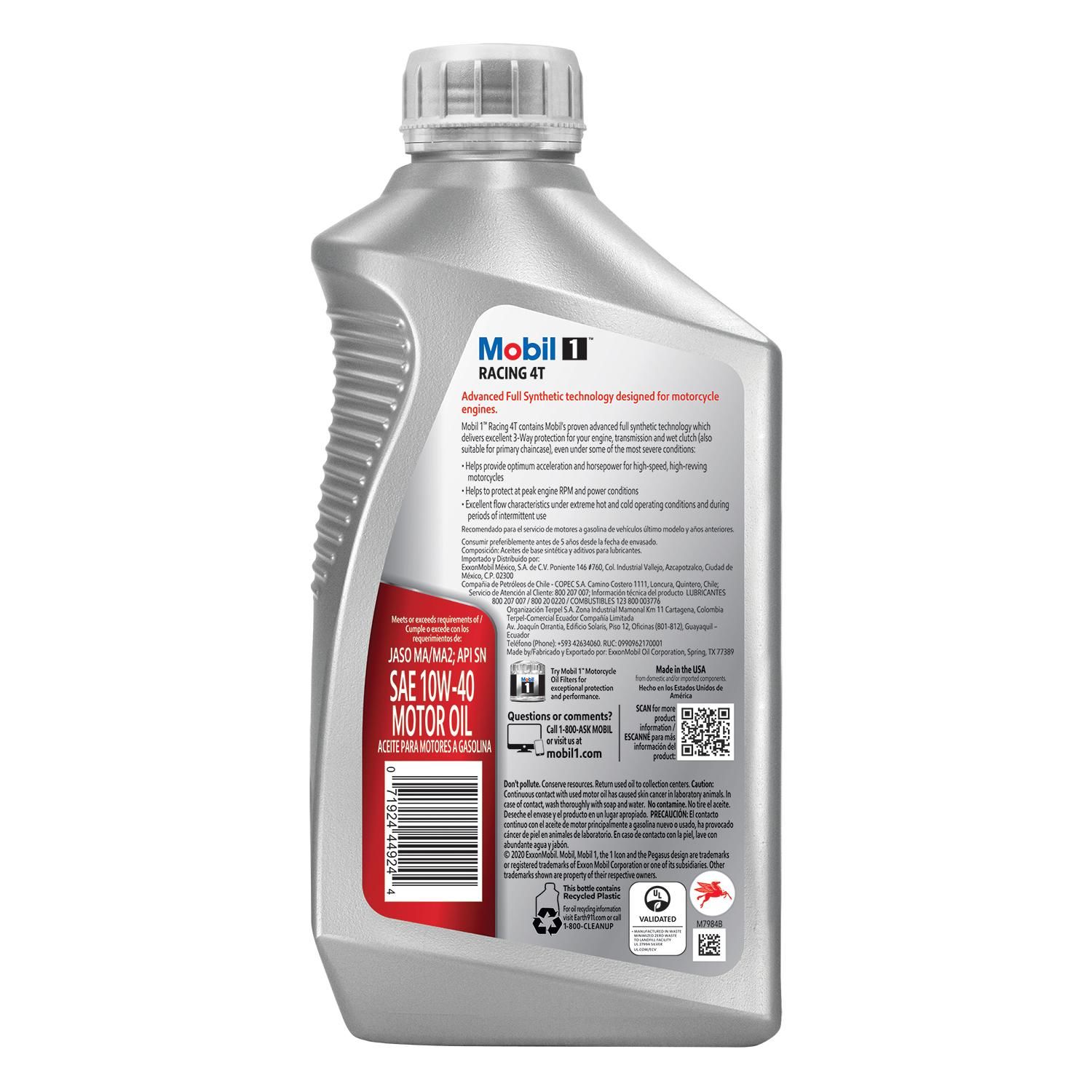 Aceite Castrol Power 1 Racing 4t 5w 40 Moto Sintetico 1 L