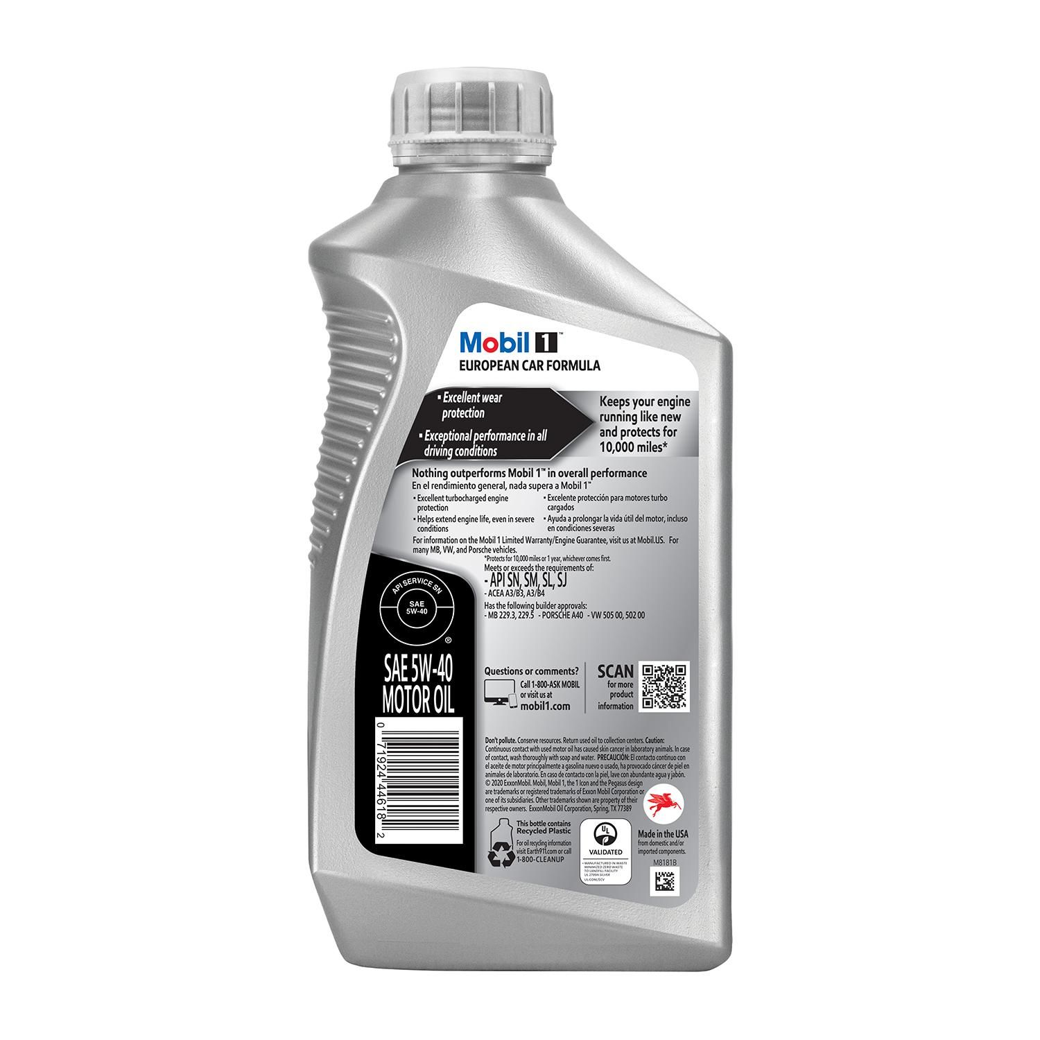 Mobil1 FS X2 European Car Formula Engine Oil Full Synthetic 5W-40 1 Quart