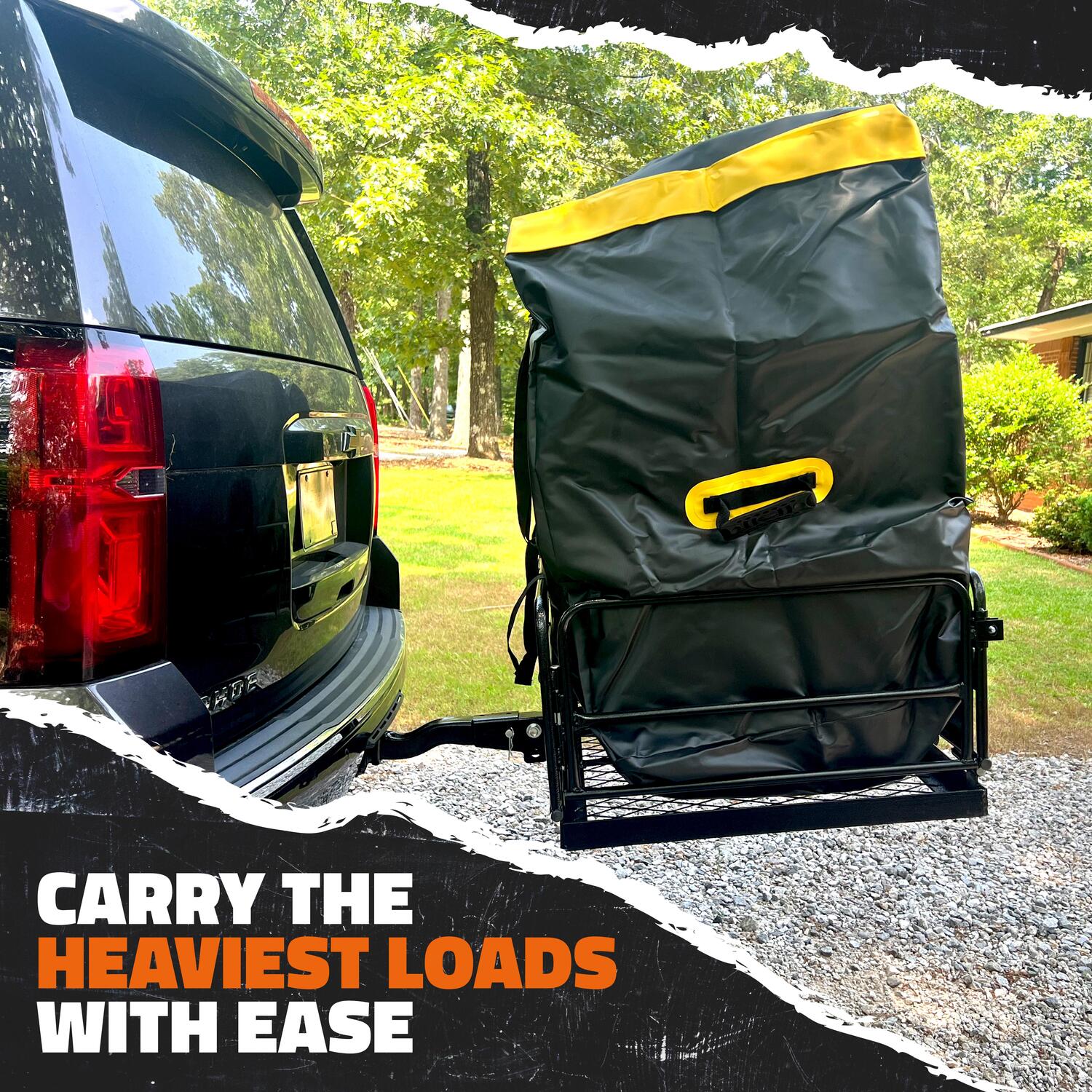 Mockins 60in x 24in x 14in High Rail Hitch Carrier and 30 Cu ft Cargo Bag