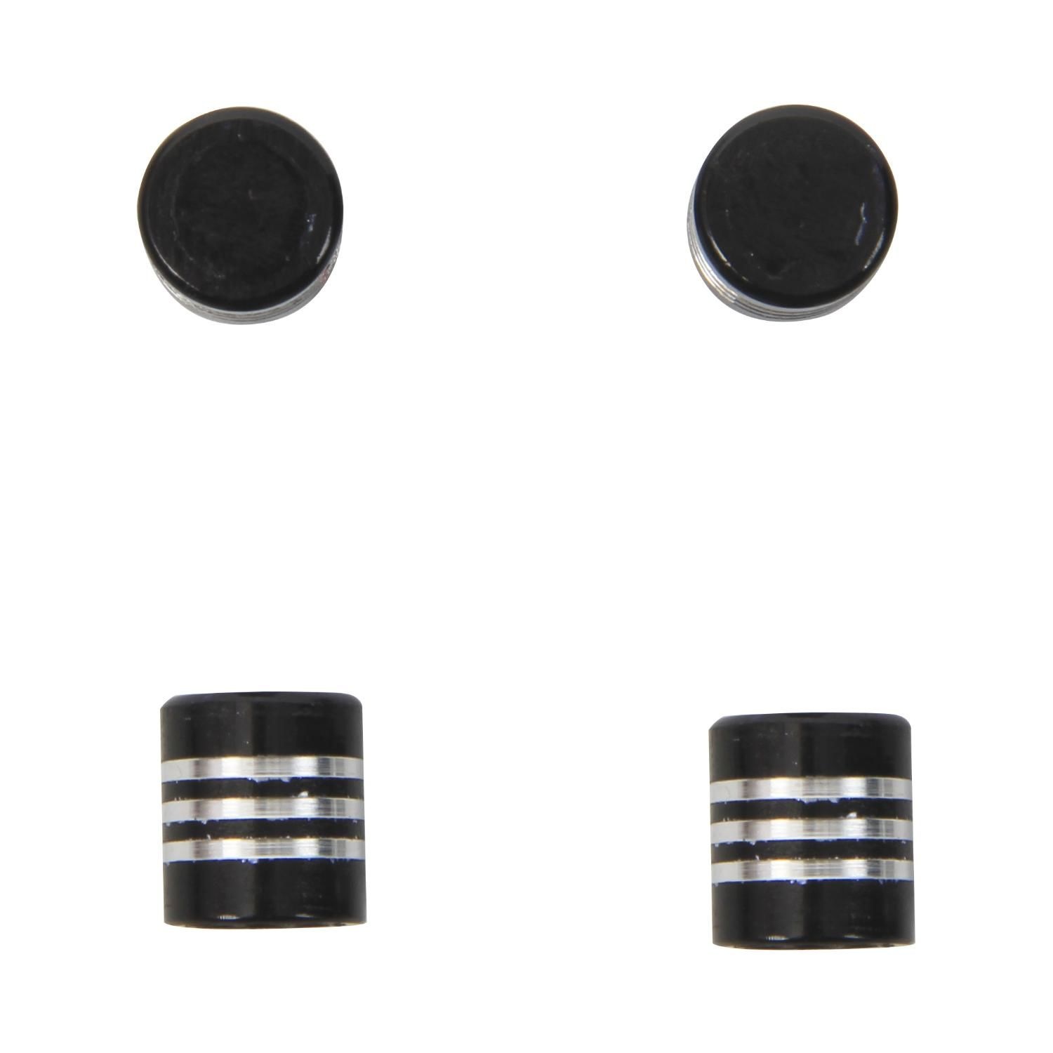Pilot Black and Chrome Streak Valve Stem Caps