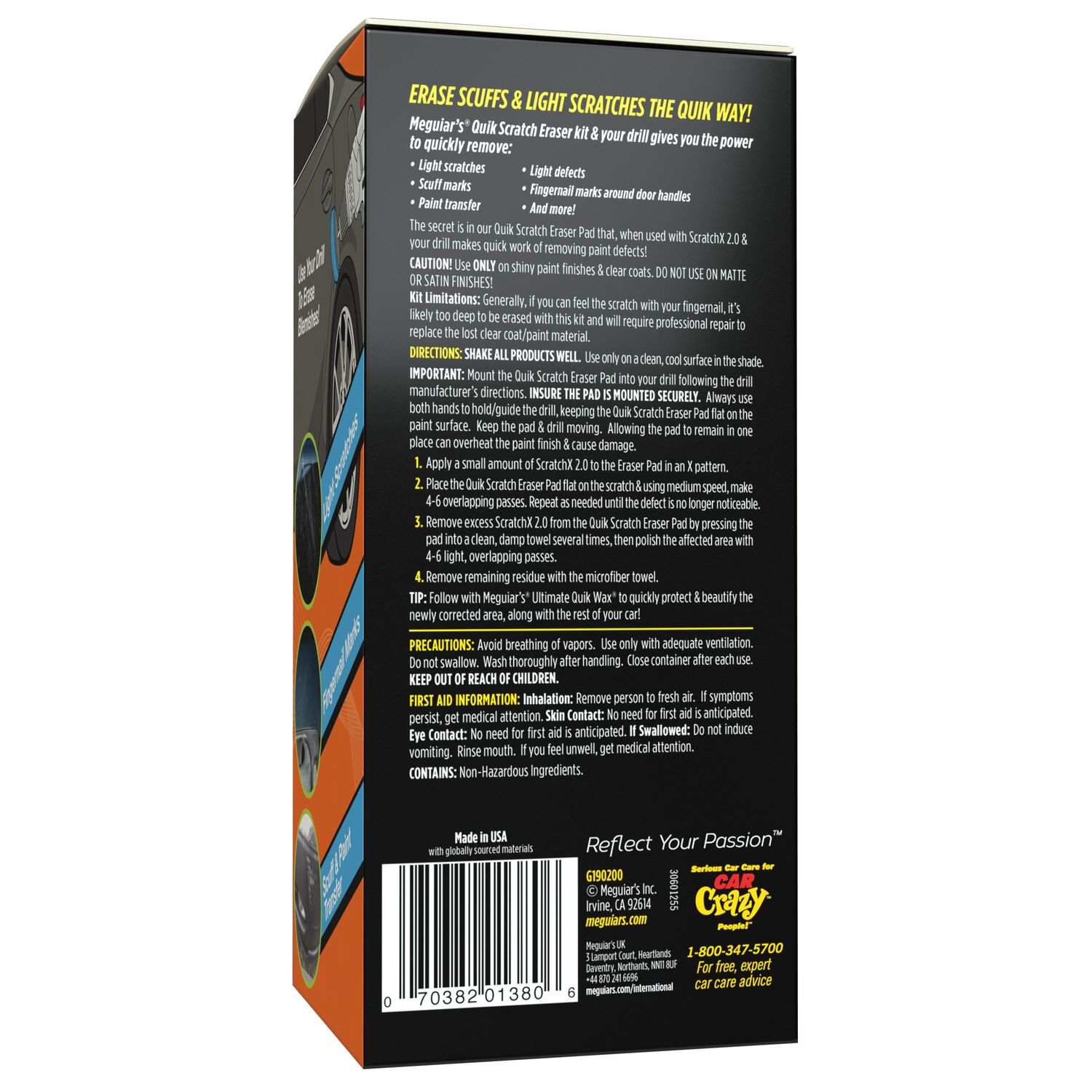 Kit G190200 Quik Scratch Eraser De Meguiars Con 3 Pzas