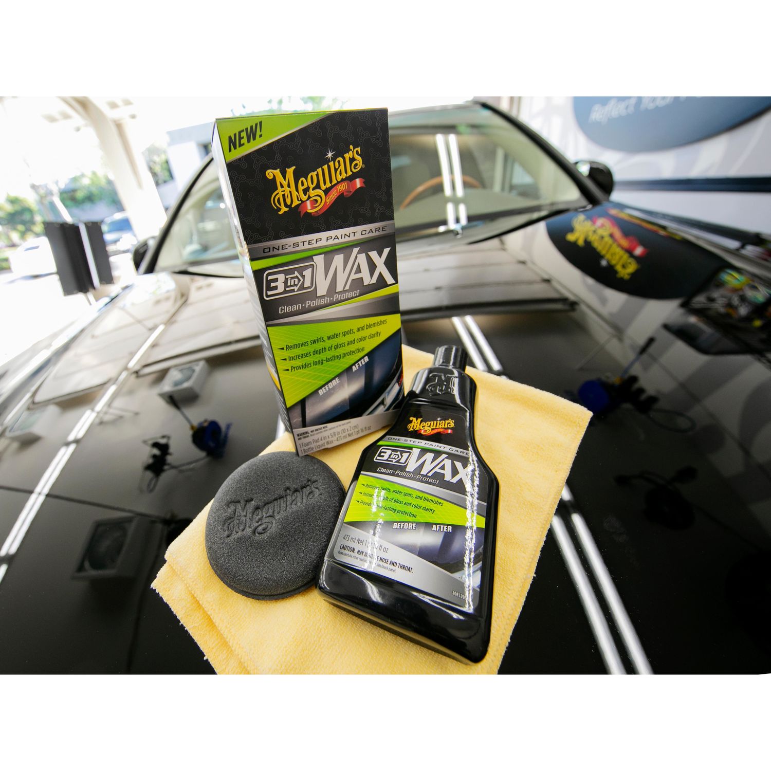 Meguiar's 3in1 Liquid Wax 16oz with Foam Pad
