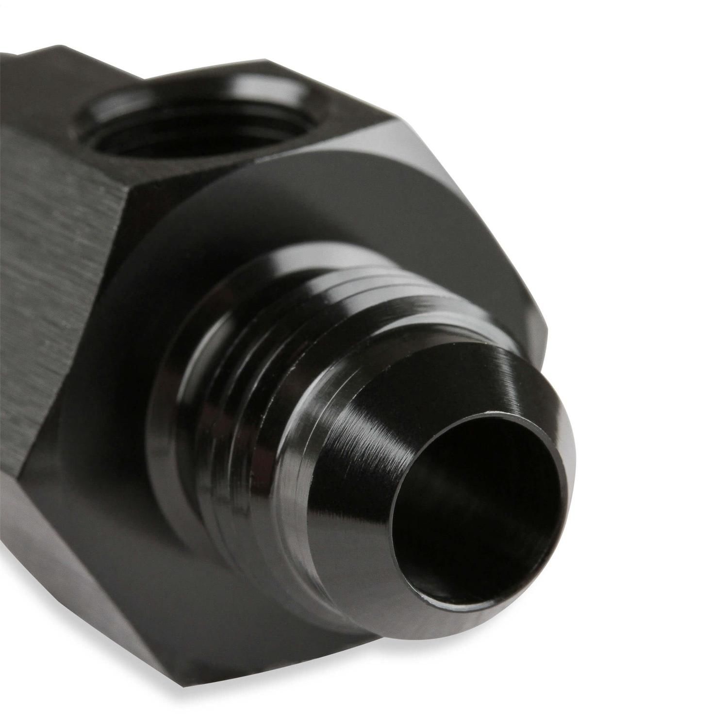 Mr. Gasket Black Anodized 6 Male to 6 Female x 1/8in NPT Female Port