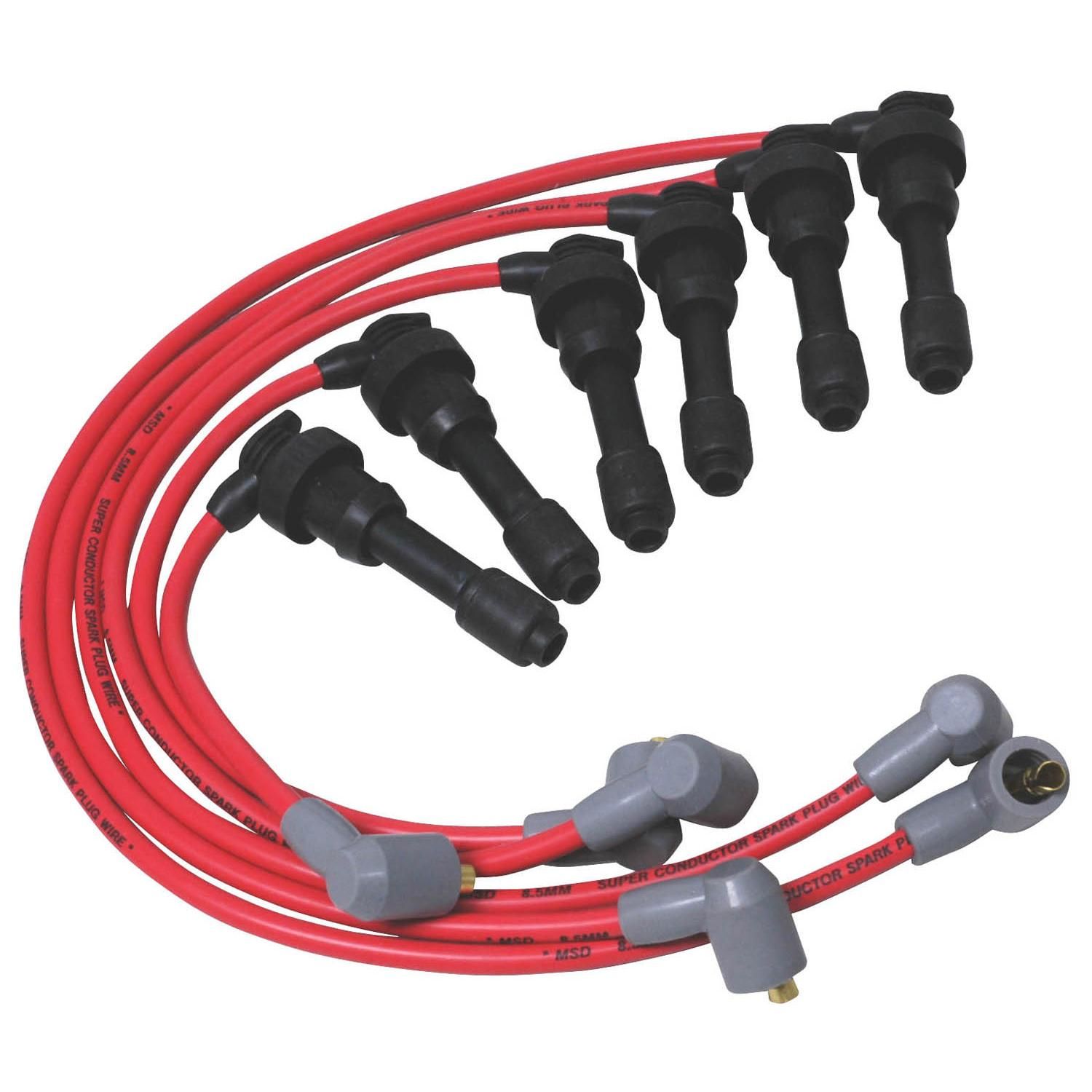 MSD Ignition 8850 Spark Plug Boot & Terminal Set - 90 Degree, Set Of 9 - Genuine MSD Gray Silicone