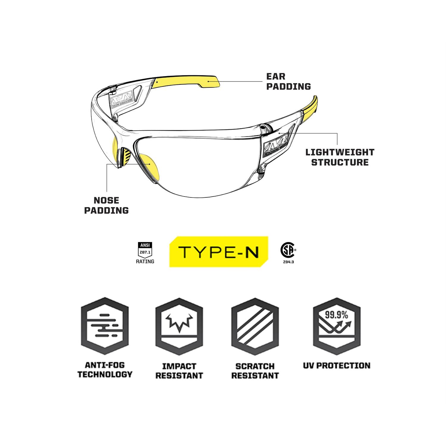 Mechanix taktické ochranné brýle Vision Type-N s balistickou ochranou