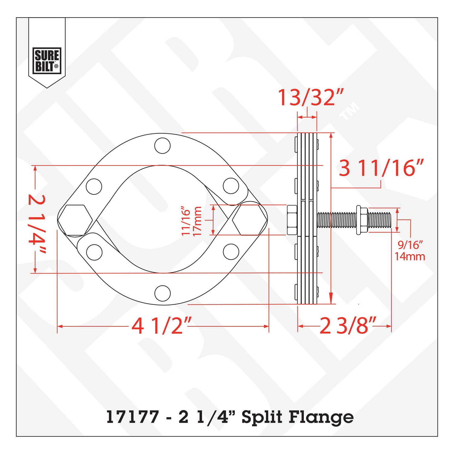 SureBilt 2in to 2 1/4in Laminated Split Flange