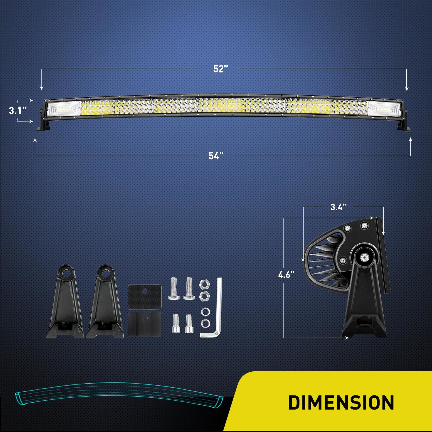 Nilight 52in Curved 261 LED Spot Flood Combo LED Light Bar