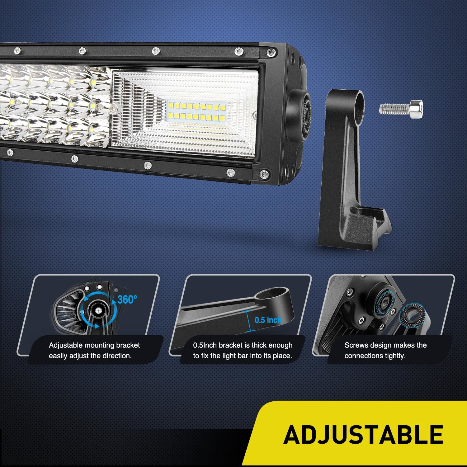 Nilight 52in Curved 261 LED Spot Flood Combo LED Light Bar