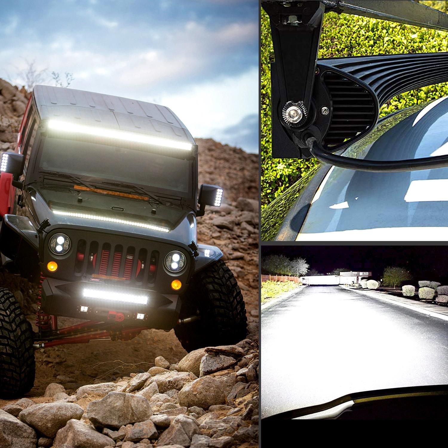 LEDライトバー 42inch straight Nilight 42in Curved 240 Watts Spot Flood Combo LED Light Bar