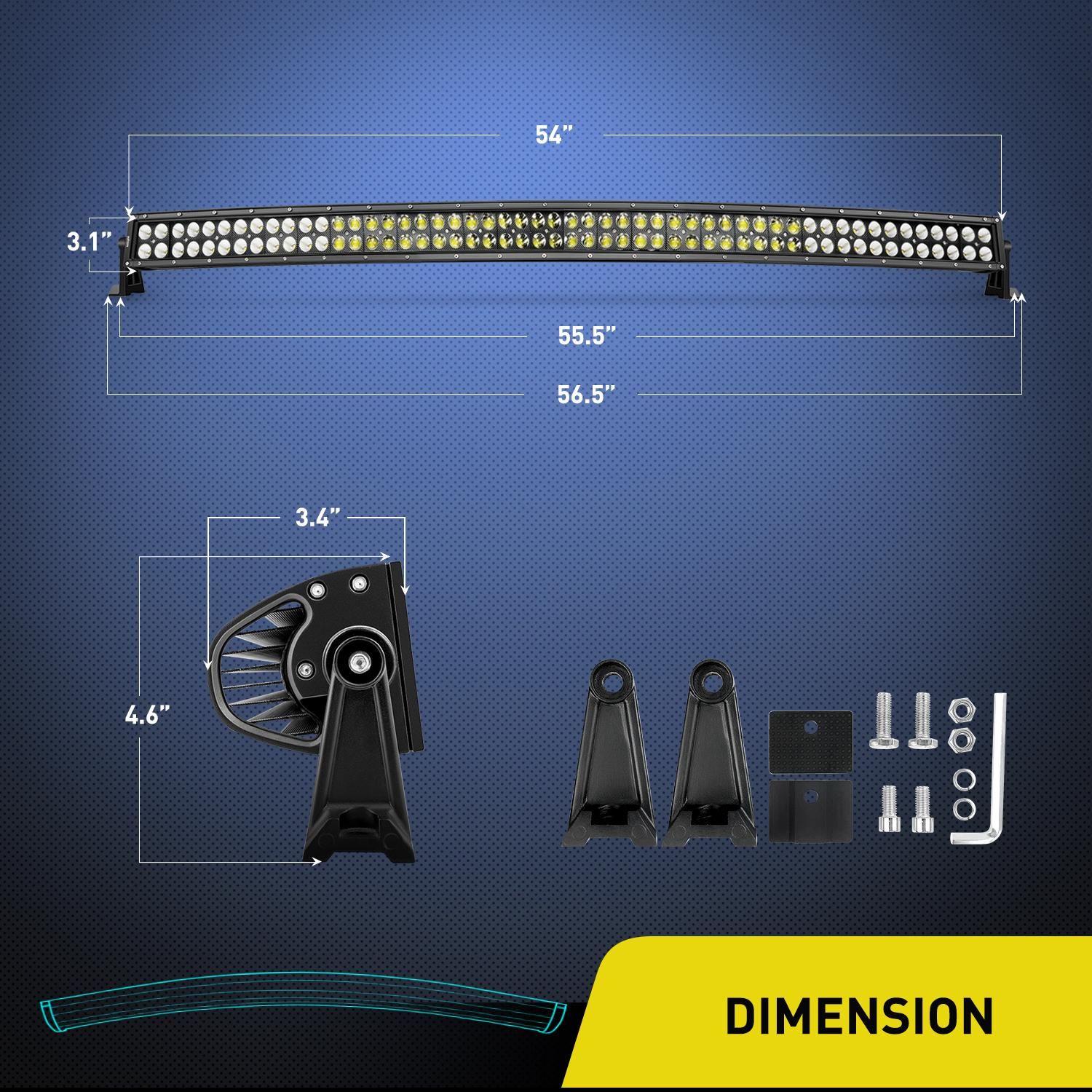 Nilight 54in Curved 312 Watts Combo LED Light Bar with 12 Volt 12AWG 5 ...