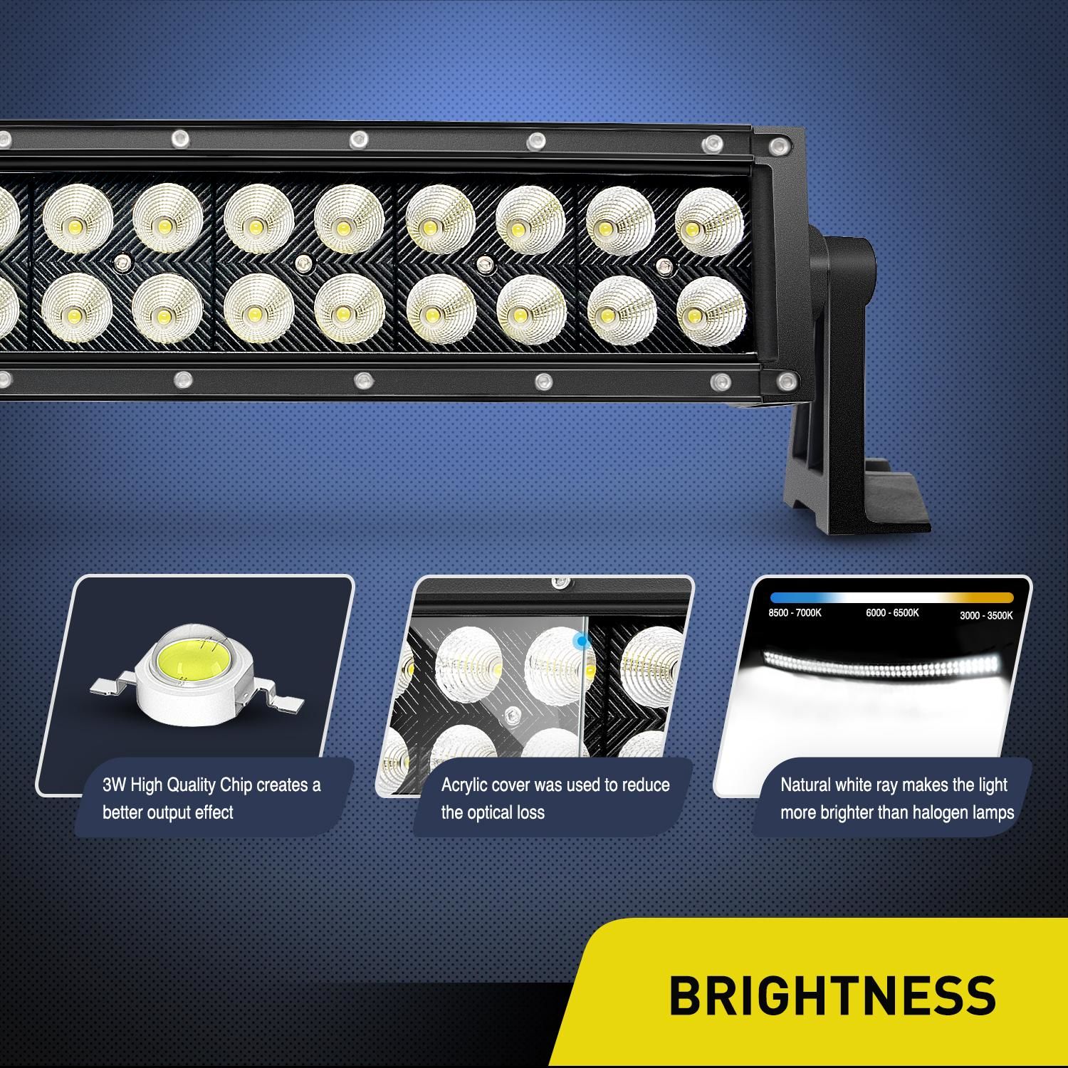 Nilight 54in Curved 312 Watts Combo LED Light Bar with 12 Volt 12AWG 5 ...