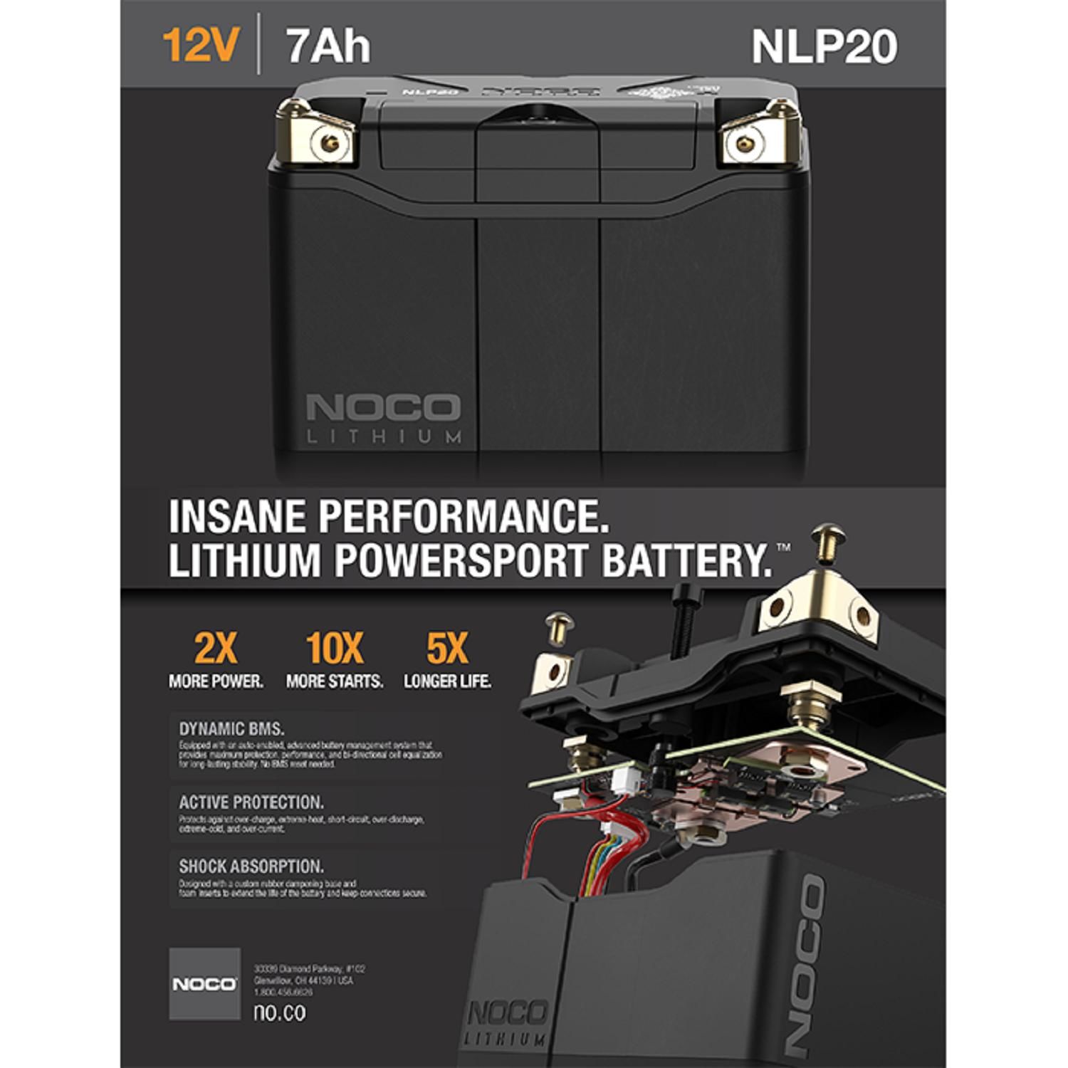 NOCO Lithium NLP20 600 Amp 12V Lithium Powersport Battery, Group 20 600 CCA