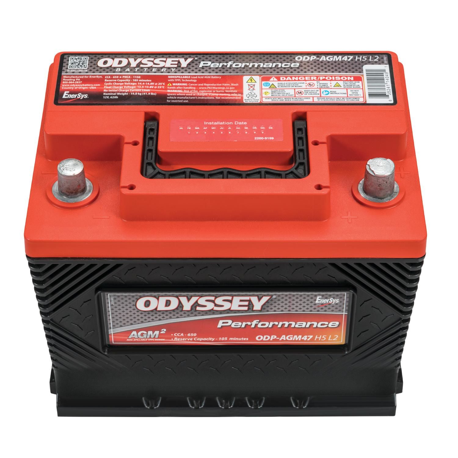 aki Odyssey Performance Group Size 47 Absorbed Glass Mat (AGM) Battery