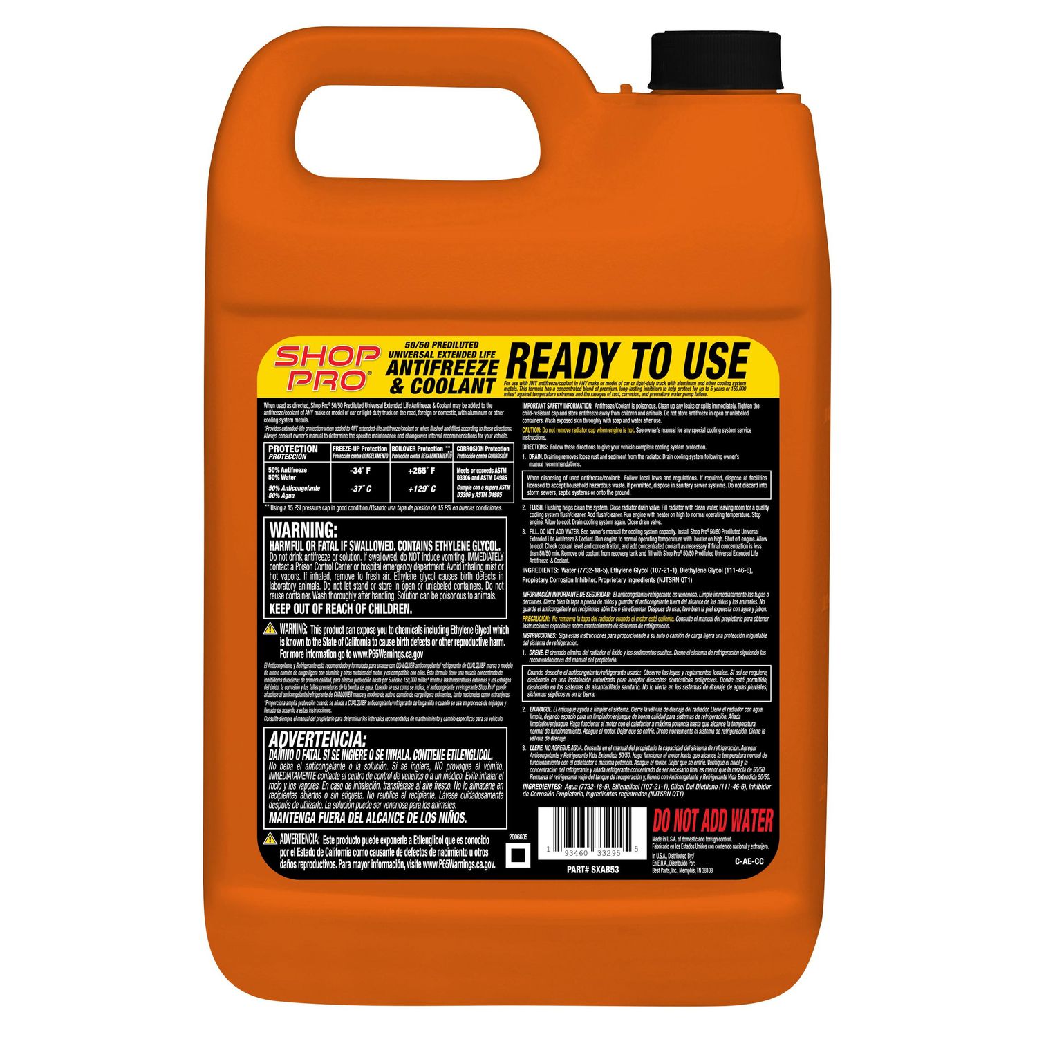 Shop Pro Antifreeze/Coolant Universal Yellow 50/50 PREMIXED *5 Year ...