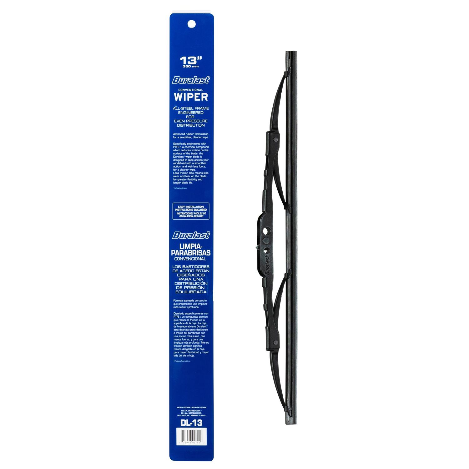 Duralast 13in Traditional Metal Black Wiper Blade