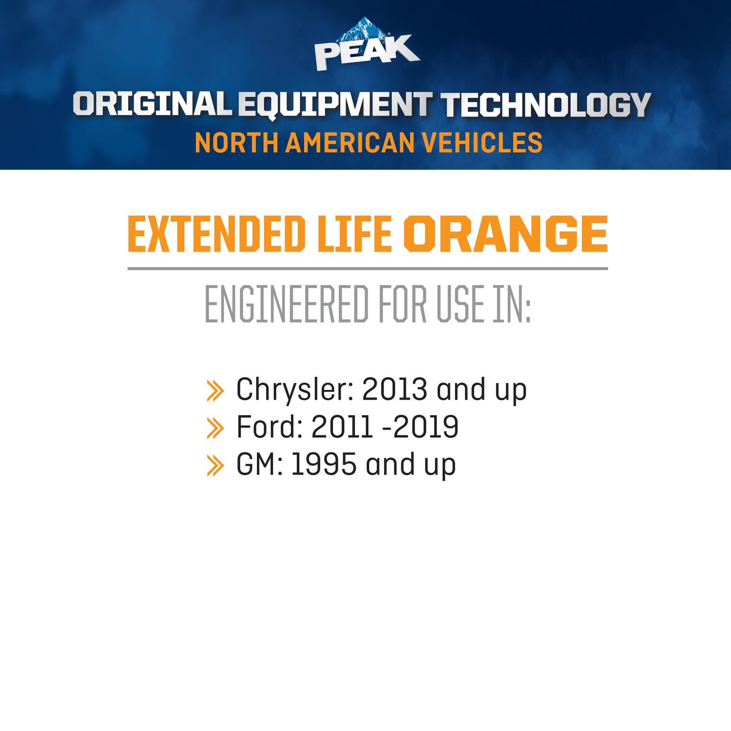PEAK Original Equipment Technology North American Vehicles Orange Antifreeze and Coolant Concentrate