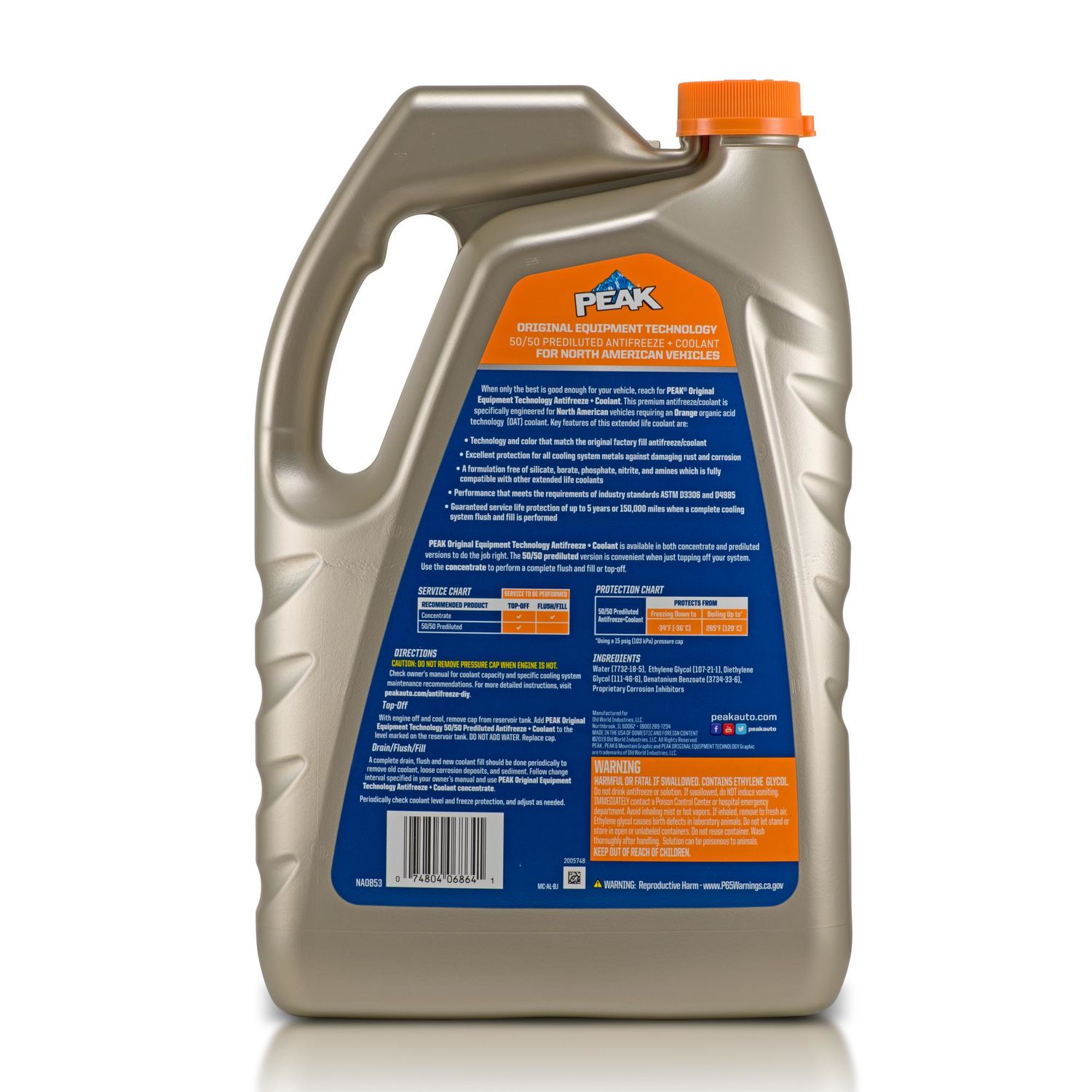 PEAK Original Equipment Technology North American Vehicles Orange Antifreeze and Coolant Ready-to-Use