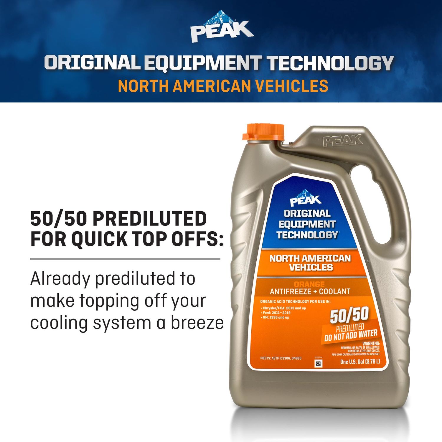 PEAK Original Equipment Technology North American Vehicles Orange Antifreeze and Coolant Ready-to-Use