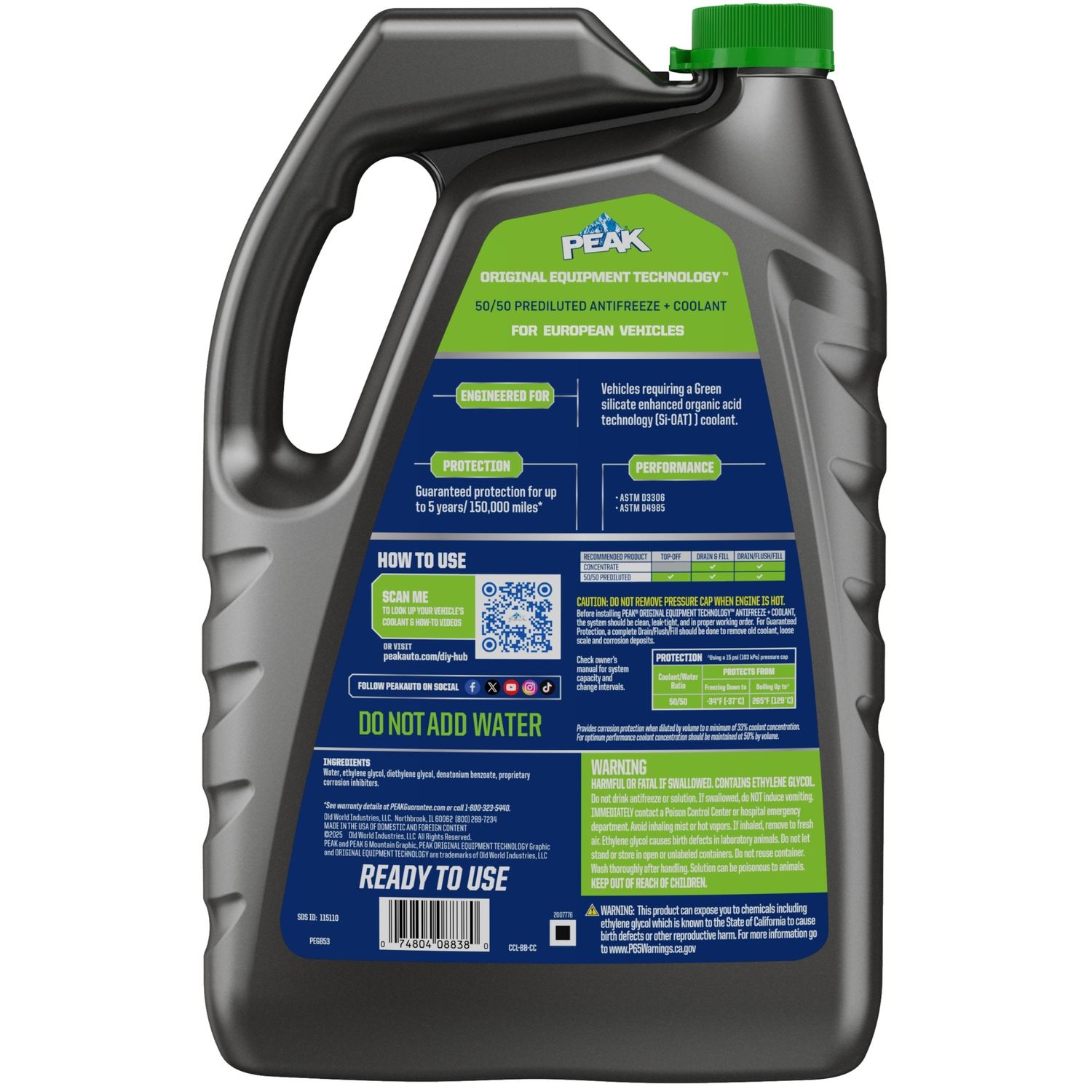 PEAK ORIGINAL EQUIPMENT TECHNOLOGY Green Engine Coolant and Antifreeze ...