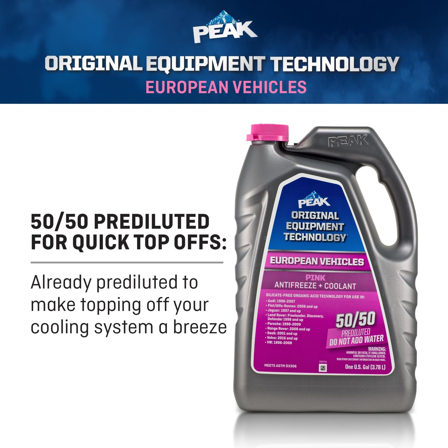 PEAK Original Equipment Technology European Vehicles Pink Antifreeze and Coolant Ready-to-Use