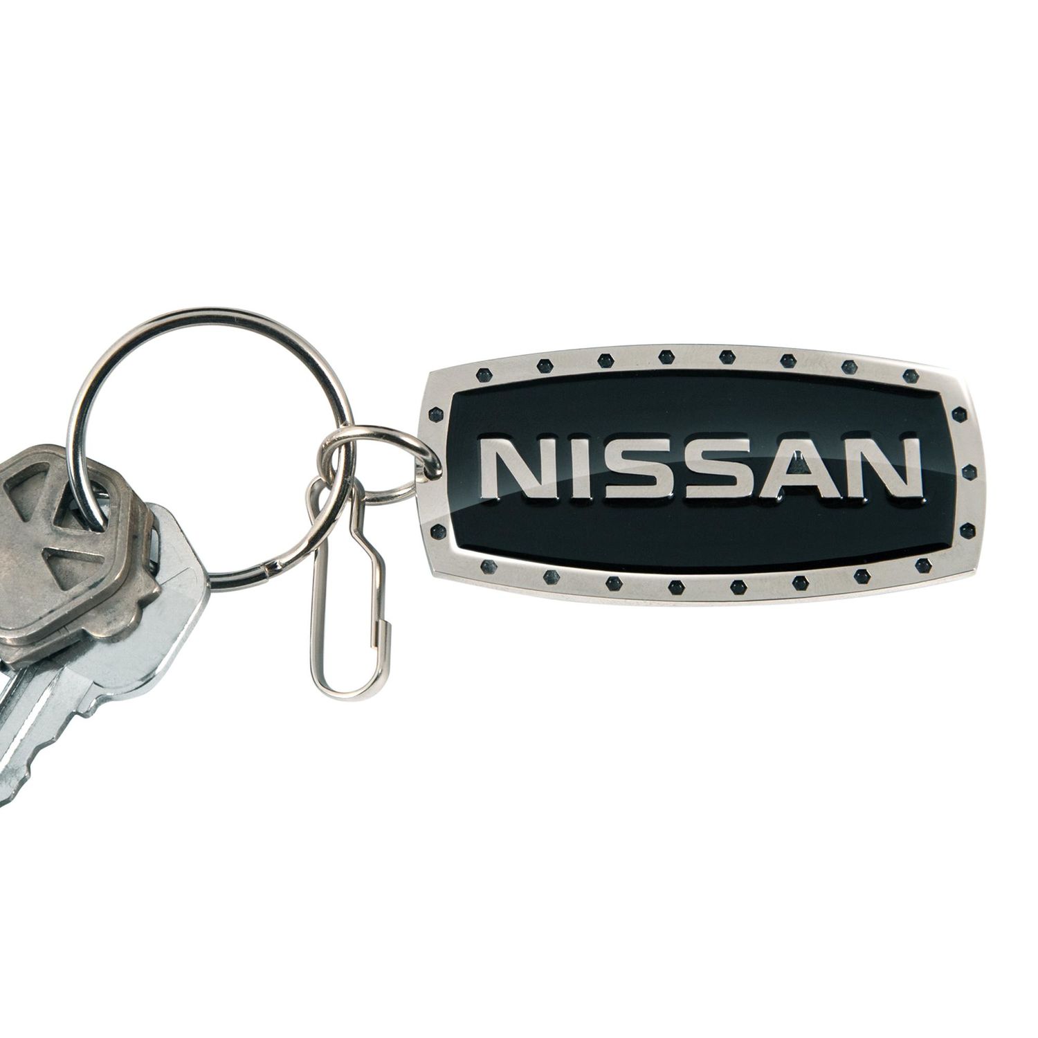  Nissan Frontier Black Leather Key Chain With Silver Metal Strip  keychain : Automotive