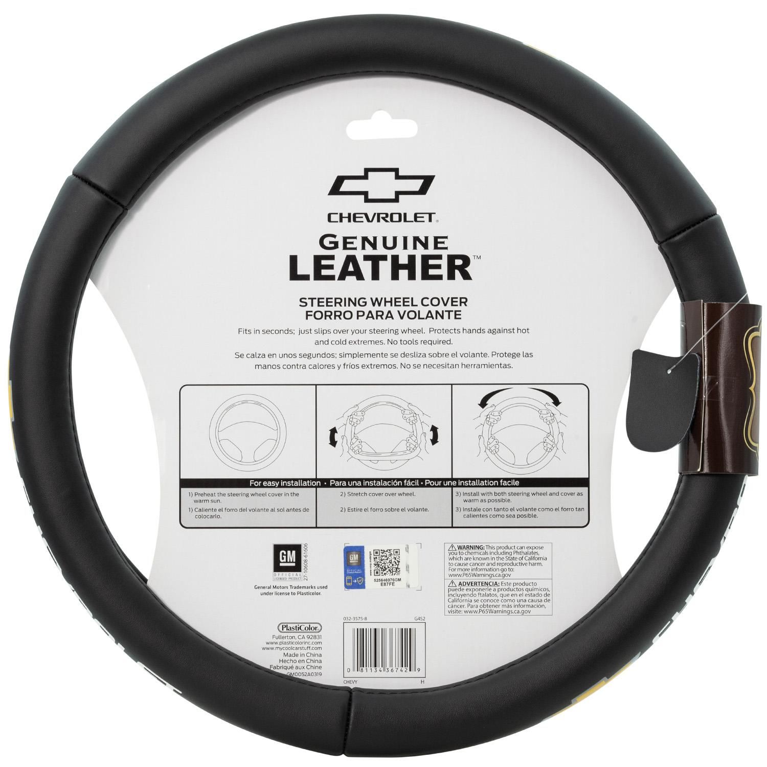 Plasticolor 006742R03 Chevrolet Genuine Leather Steering Wheel Cover