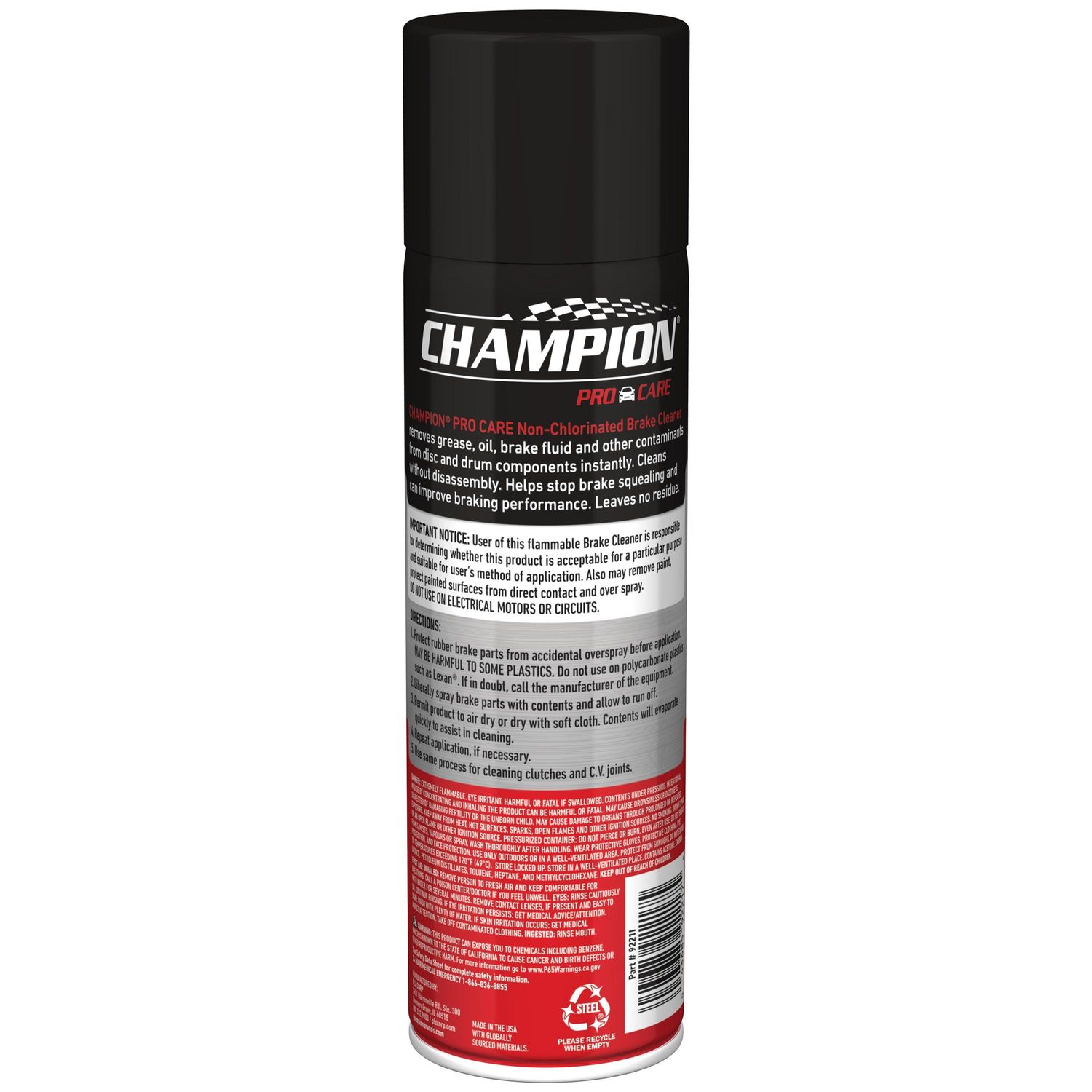 Champion Pro Care NonChlorinated Ultra Low VOC Brake Parts Cleaner 14oz