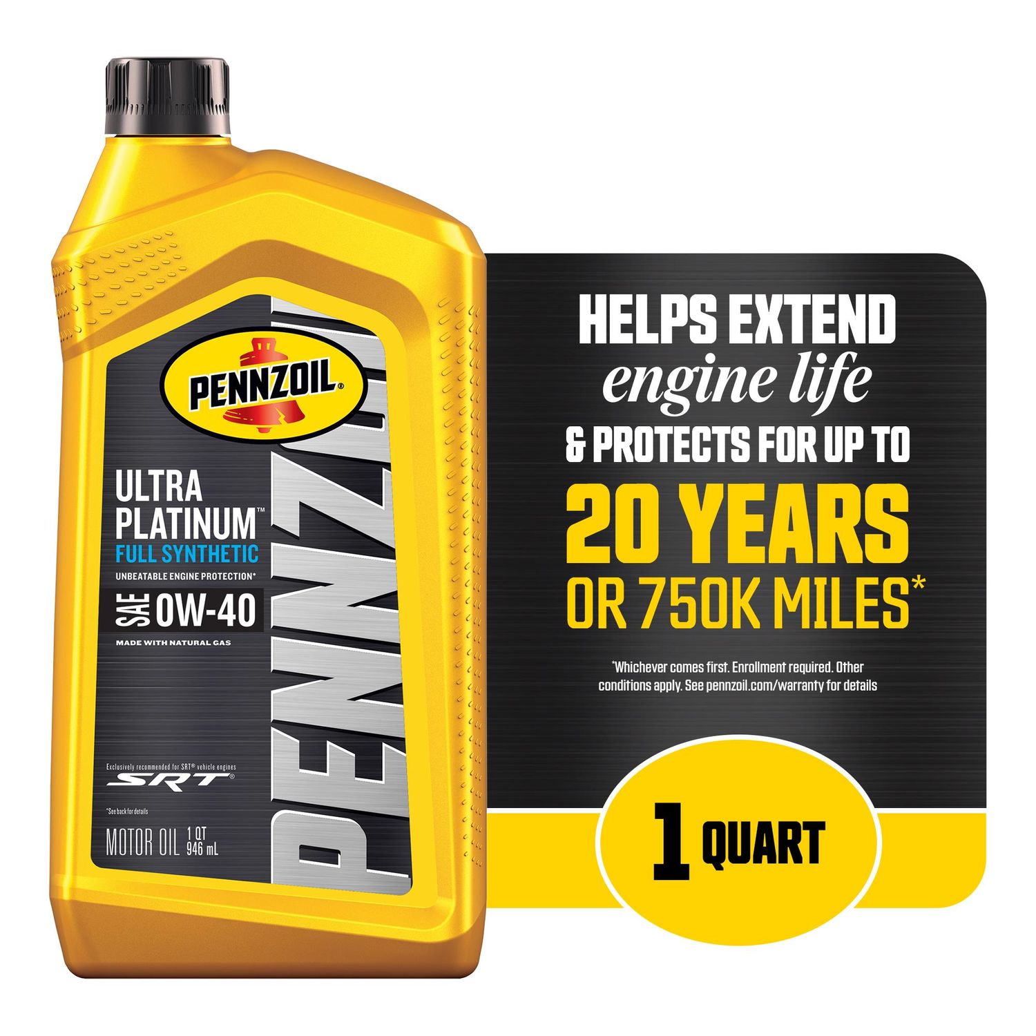 ペンズオイル　プラチナムユーロ　0w40　1ボトル Pennzoil Ultra Platinum Full Synthetic Engine Oil 0W-40 1 Quart