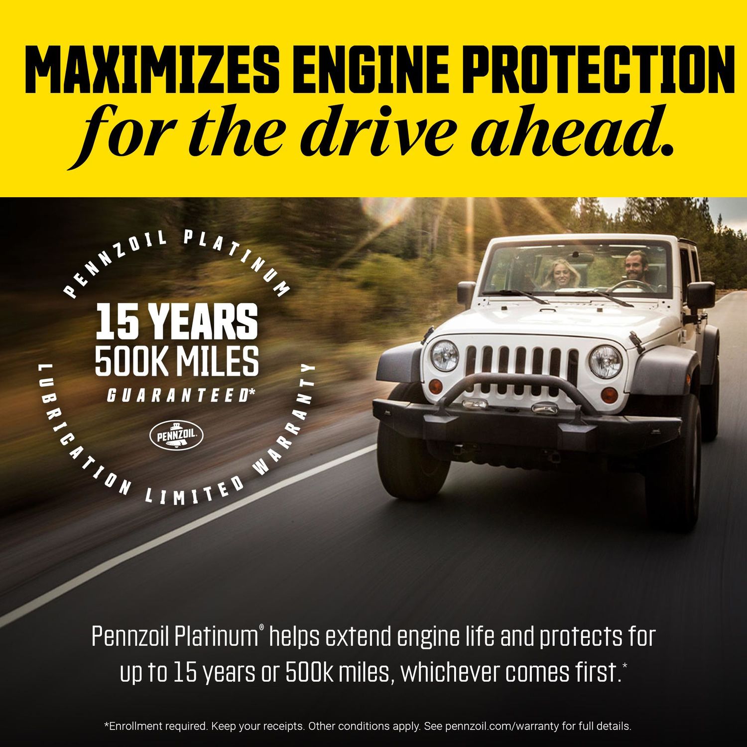 Pennzoil Platinum High Mileage Full Synthetic Engine Oil 0W-20 5 Quart