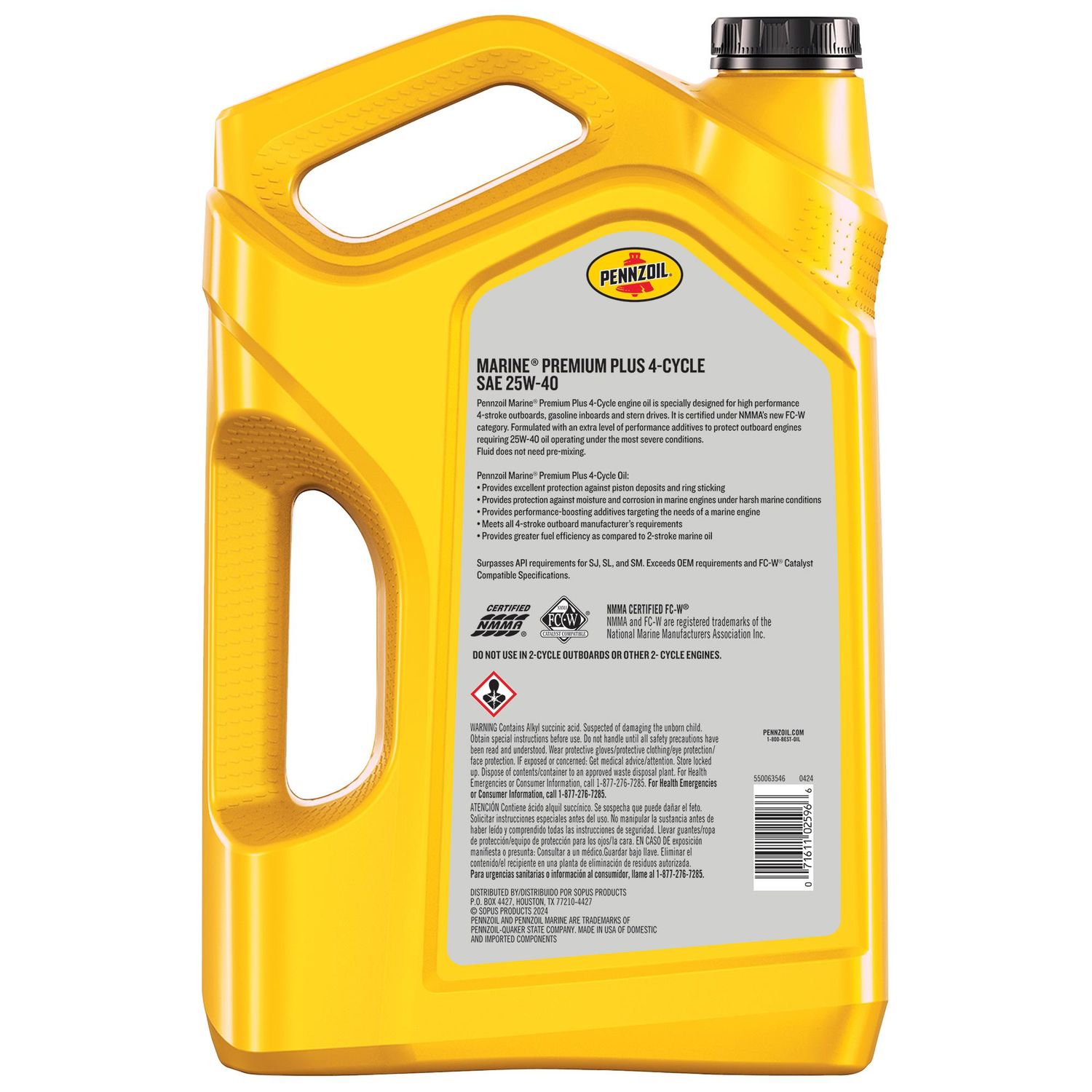 Pennzoil Marine Synthetic Blend Engine Oil 25W-40 4 Quart