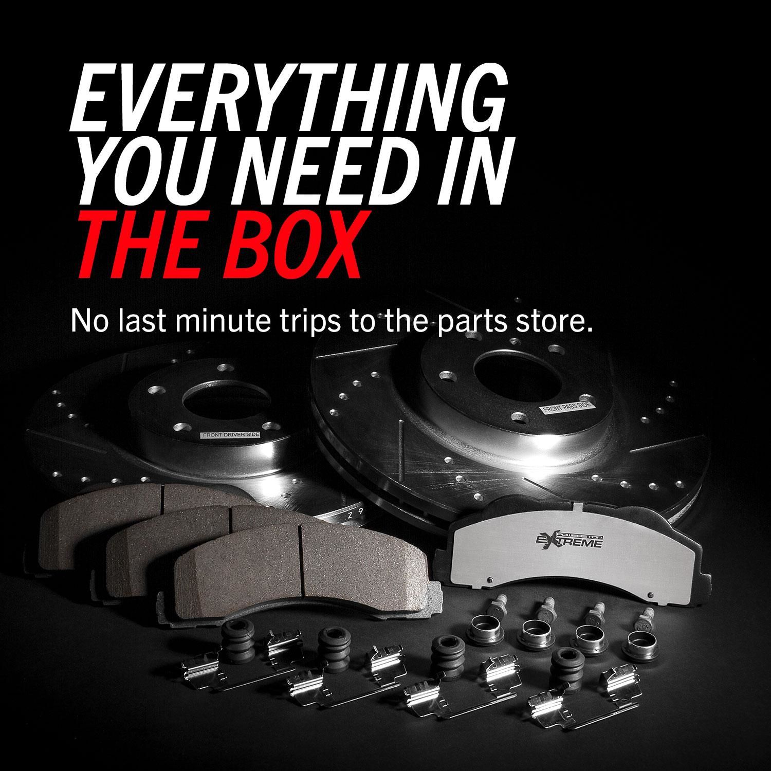 Power Stop K15245DK Front & Rear Brake Kit - Z23 Carbon Fiber Pads With Drilled/Slotted Rotors