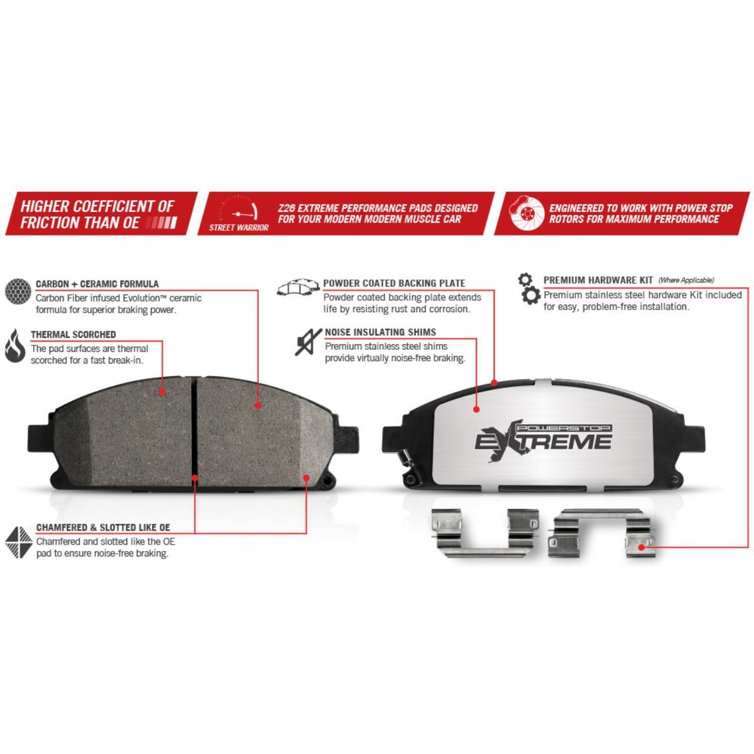 Amazon.com: Power Stop K114-26 Front and Rear Z26 Carbon