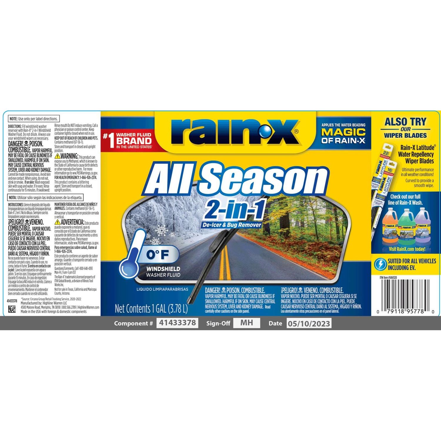 Rain-X All Season 0 Degree Windshield Washer Fluid 1 Gallon