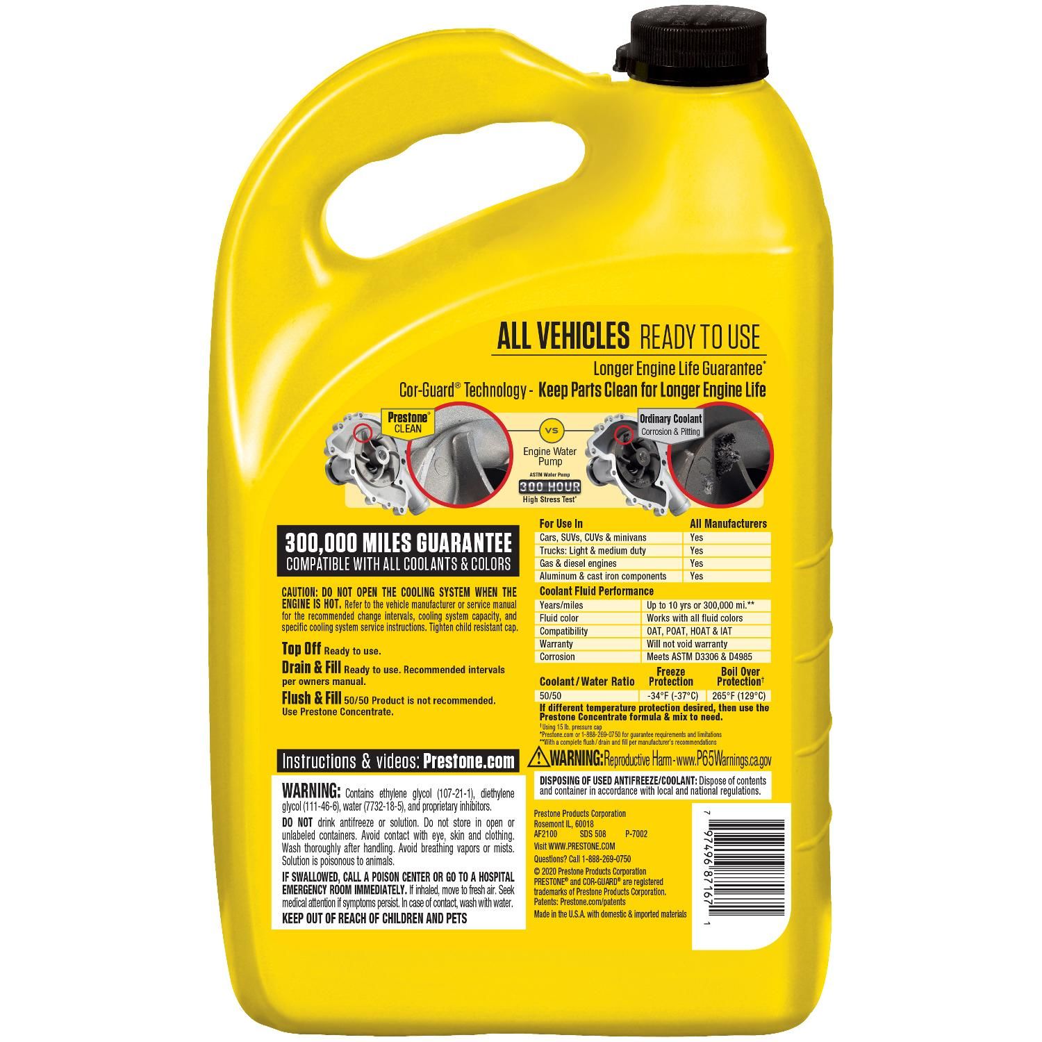 Prestone Universal Yellow Antifreeze and Coolant Ready-To-Use