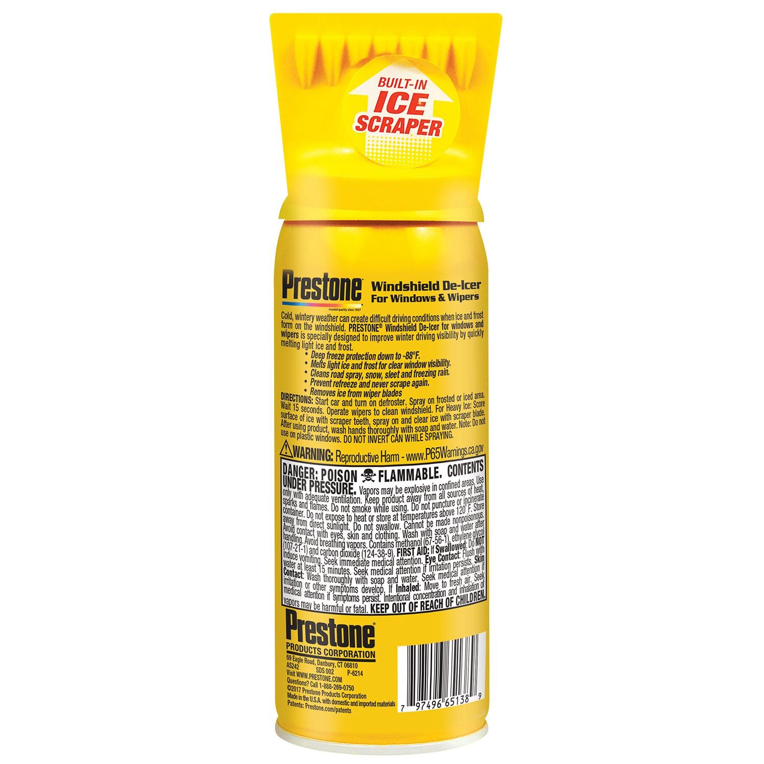Prestone DeIcer Spray with Scrapper 11oz