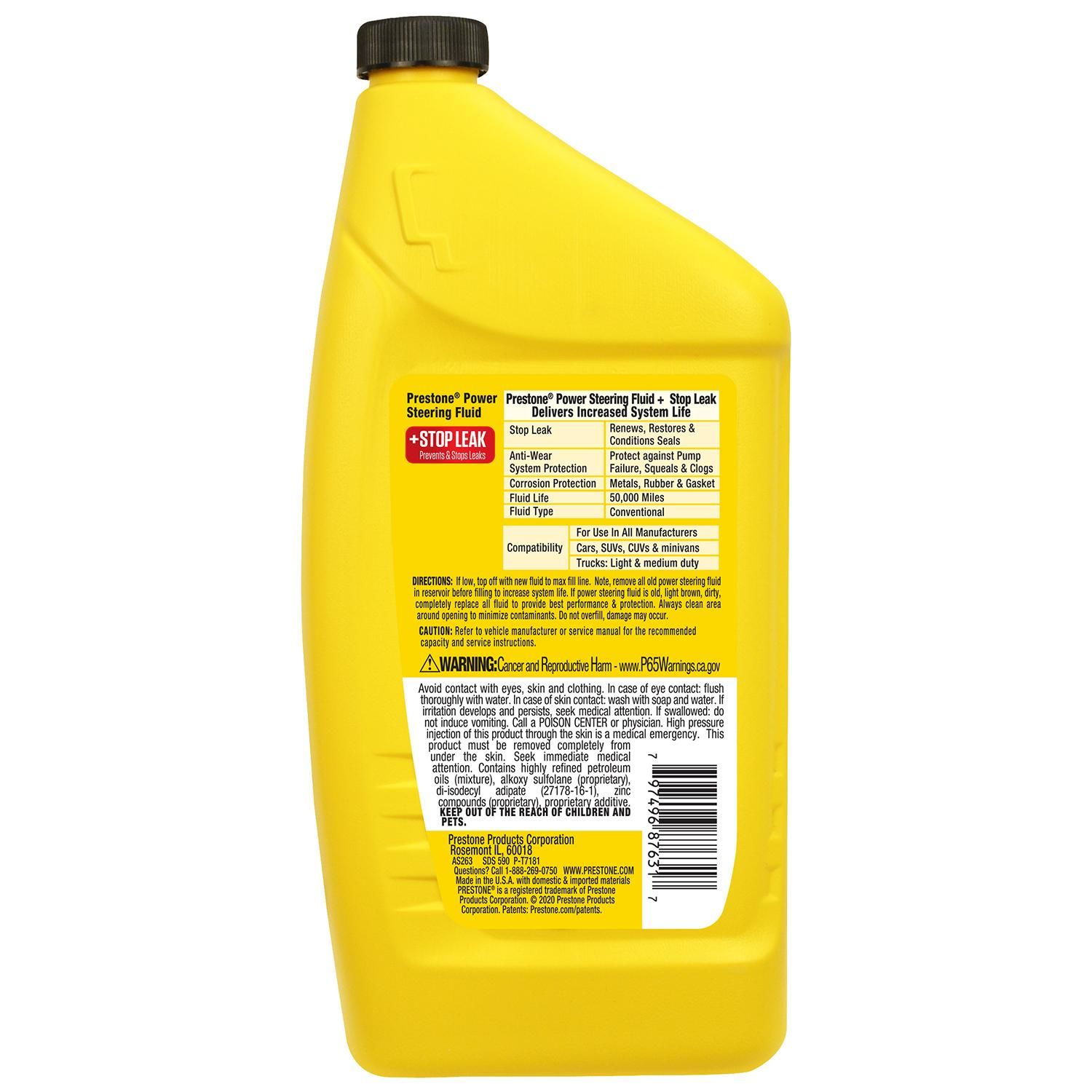 Prestone Power Steering Fluid + Stop Leak 32oz