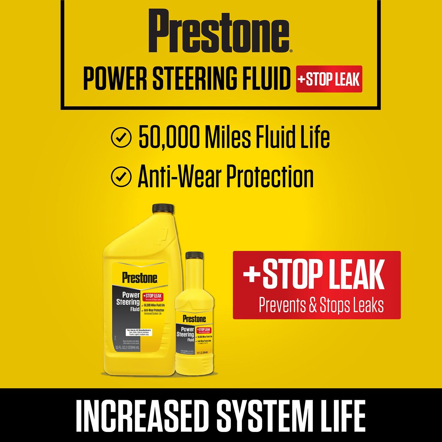 Prestone Power Steering Fluid + Stop Leak 32oz