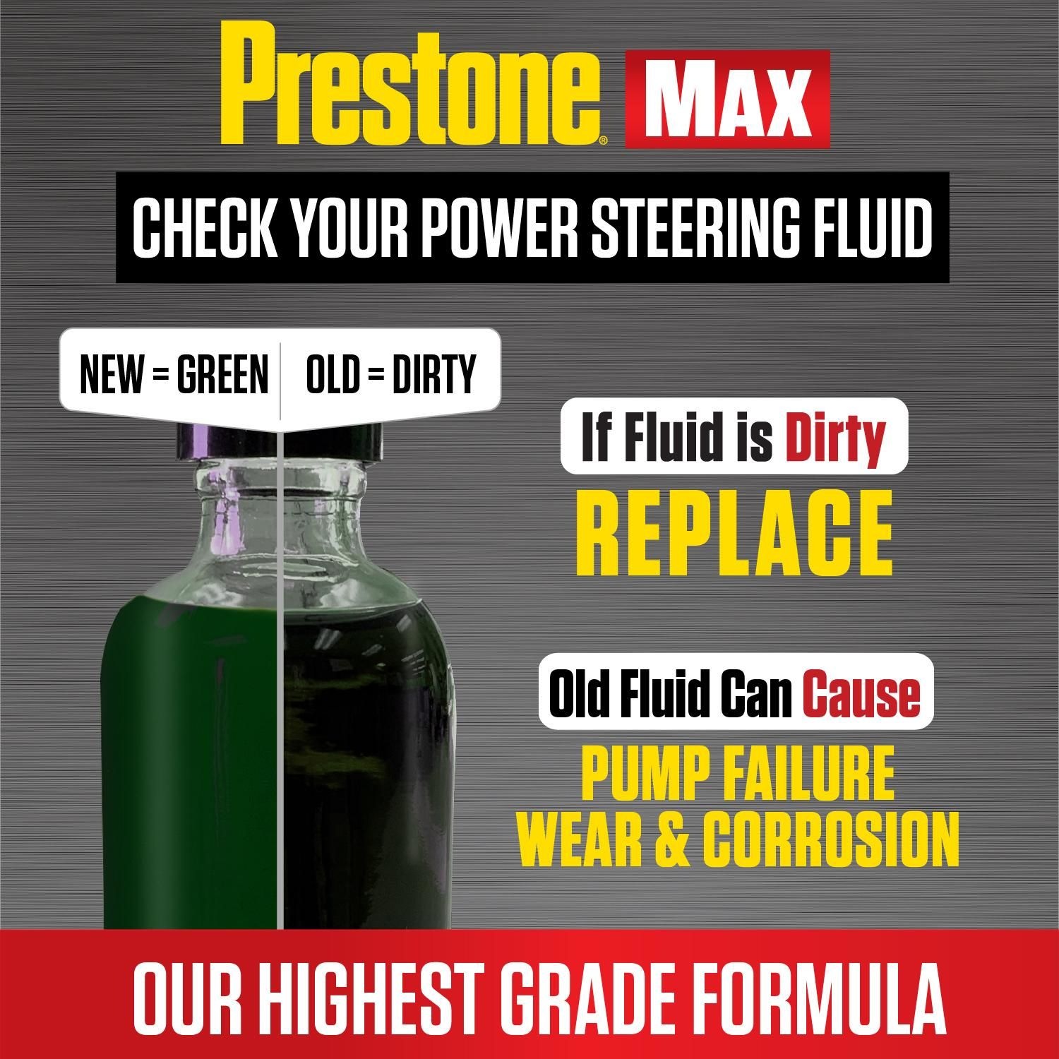 Prestone MAX American Vehicle Power Steering Fluid with Stop Leak 12oz