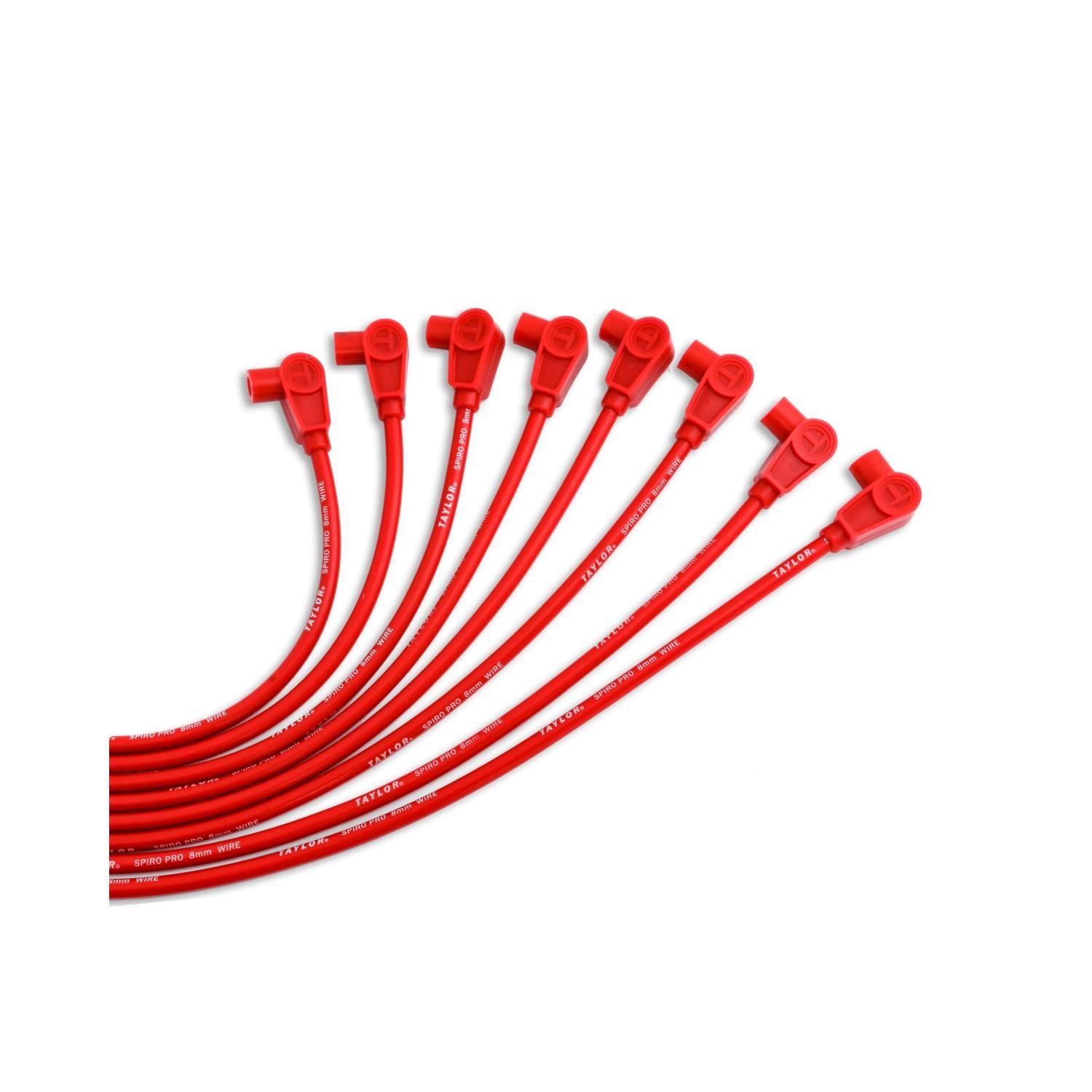 Taylor Cable 8mm Red 8 Cylinder Universal Fit 90 Degree Spiro-Pro ...