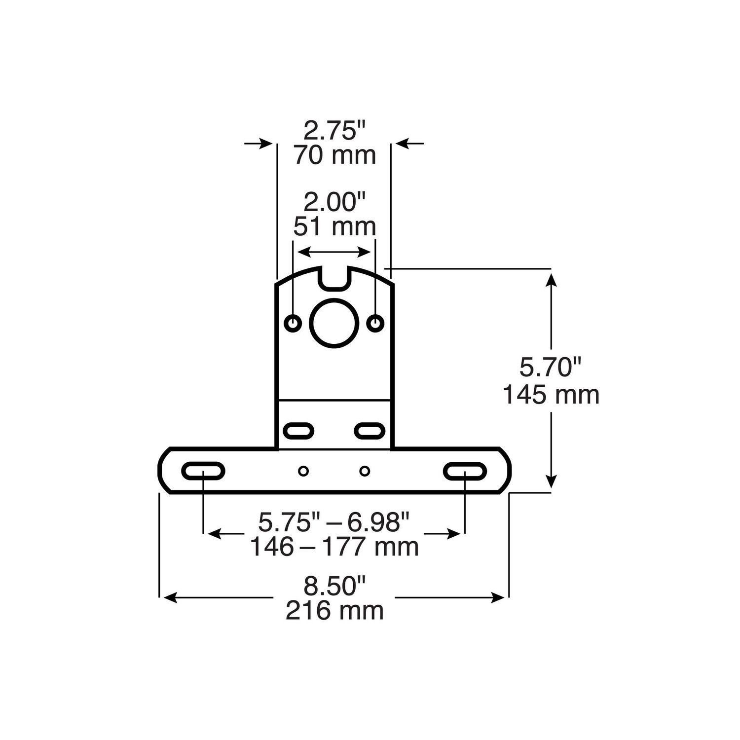 Peterson 8 1 2in x 2 3 4in Universal Steel License Plate Bracket