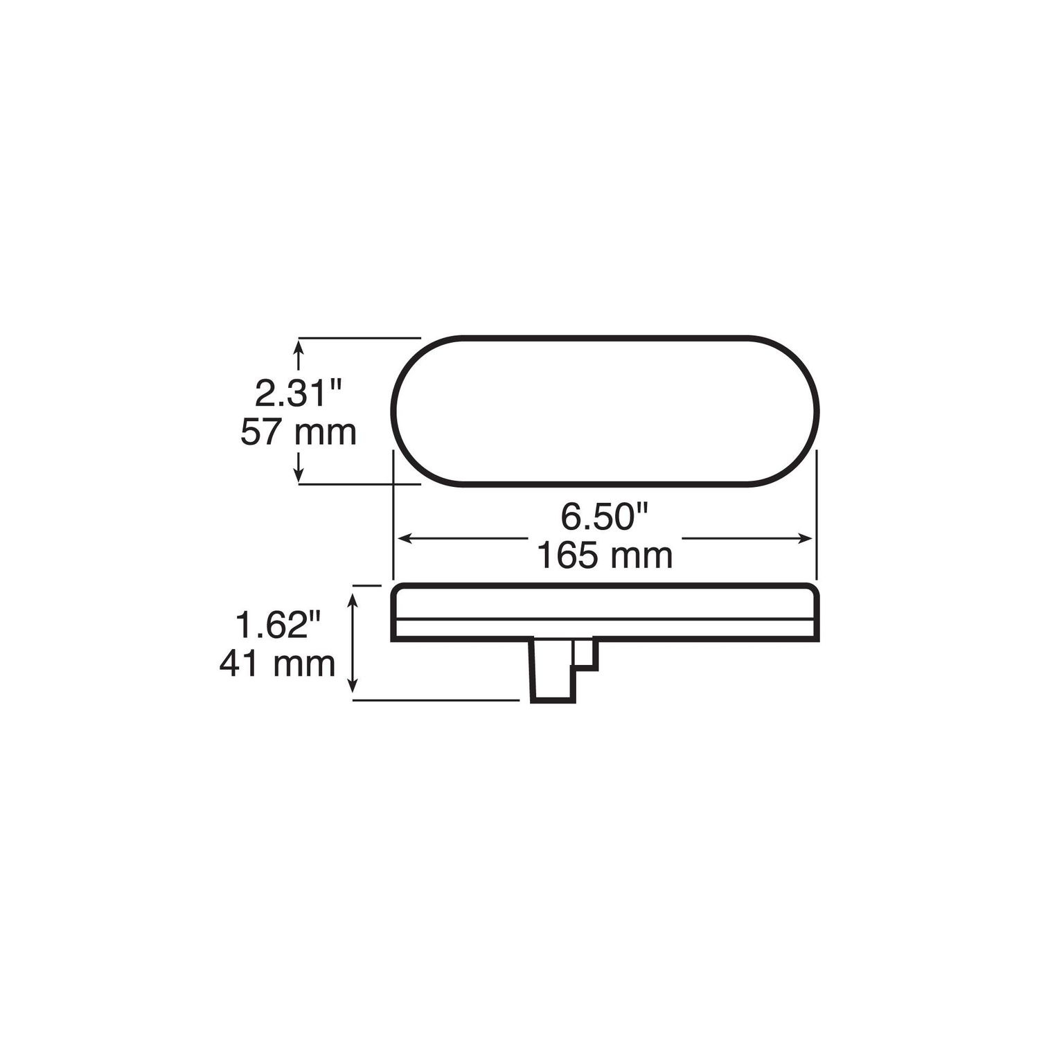 Peterson 6.5in x 2.25in Red Oval Housing Grommet Mount LED Stop Turn Tail
