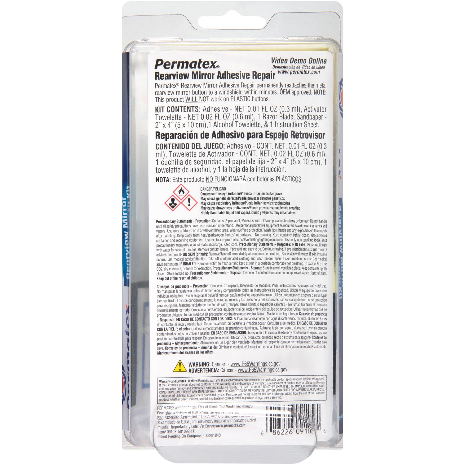 Permatex 09102 Rearview Mirror Adhesive Kit