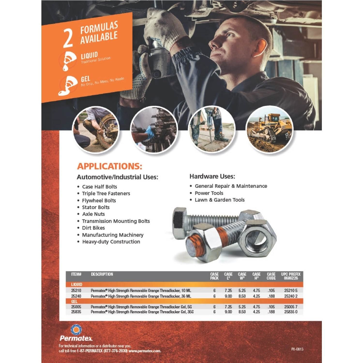 Permatex Orange Threadlocker Gel