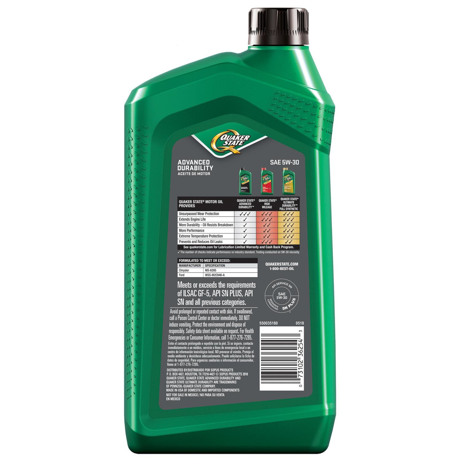 Quaker State Engine Oil Conventional 5W30 1 Quart