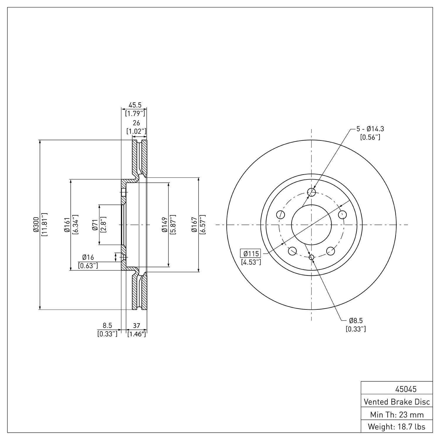 R1 Concepts Disc Brake Rotor ERE-45045