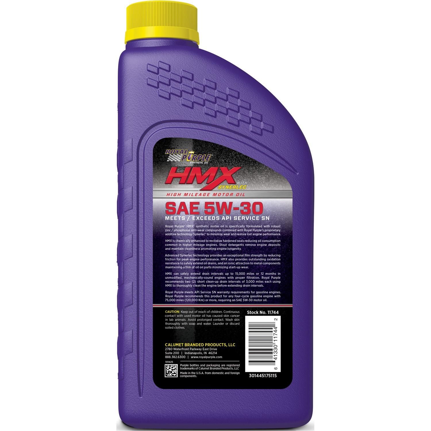 Royal Purple 11748 High Mileage SAE 5W-30 HMX Synthetic Motor Oil 5 QT - 5  Quart